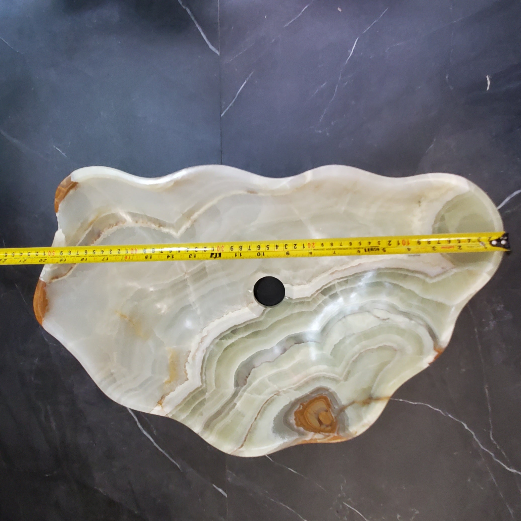 Green Onyx Marble Vessel Sink, Natural Stone Vanity Basin, Polished Bathroom Countertop Sink, Spa Decor 20x13 Inch S40_10 Bathroom Sinks Featured Onyx Sinks Sinks