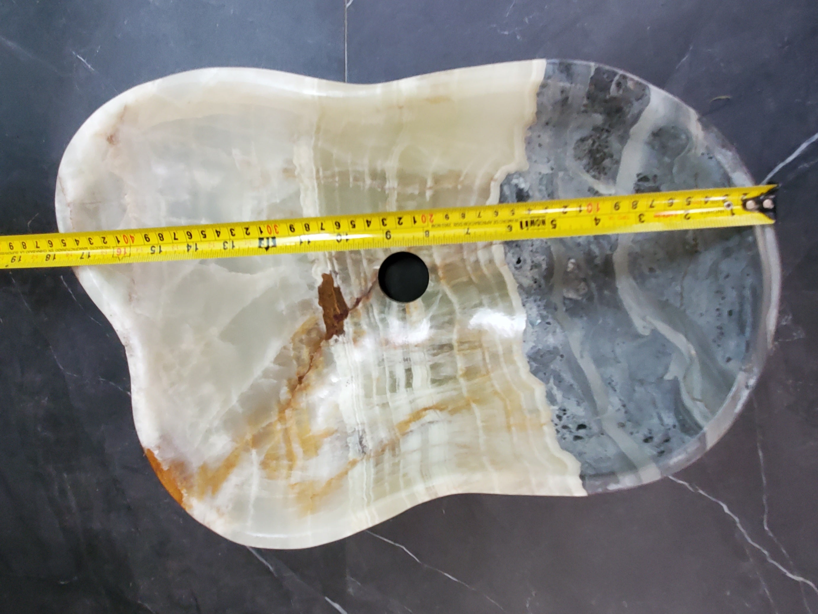 Green Onyx Marble Vessel Sink – Natural Stone Countertop Sink, Polished Vanity Basin, Luxury Spa Bathroom Decor 18x12.5 Inch S40_12 Bathroom Sinks Featured Onyx Sinks Sinks