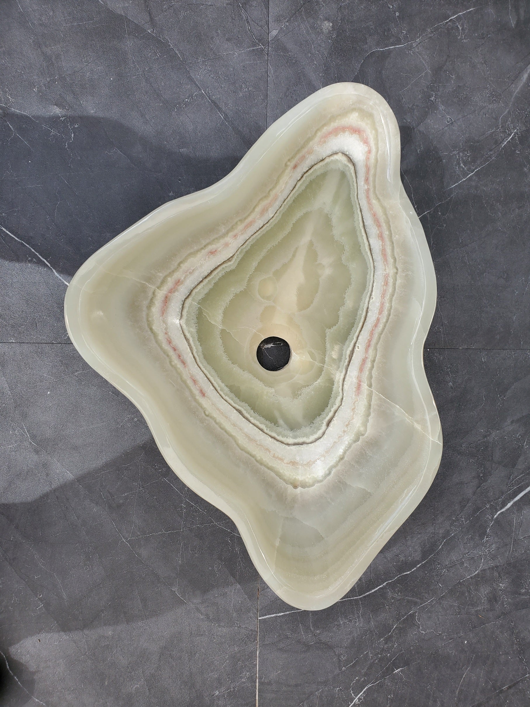 S34_24 Light Green Onyx Stone Vessel Sink - 20 x 13.5 Inch