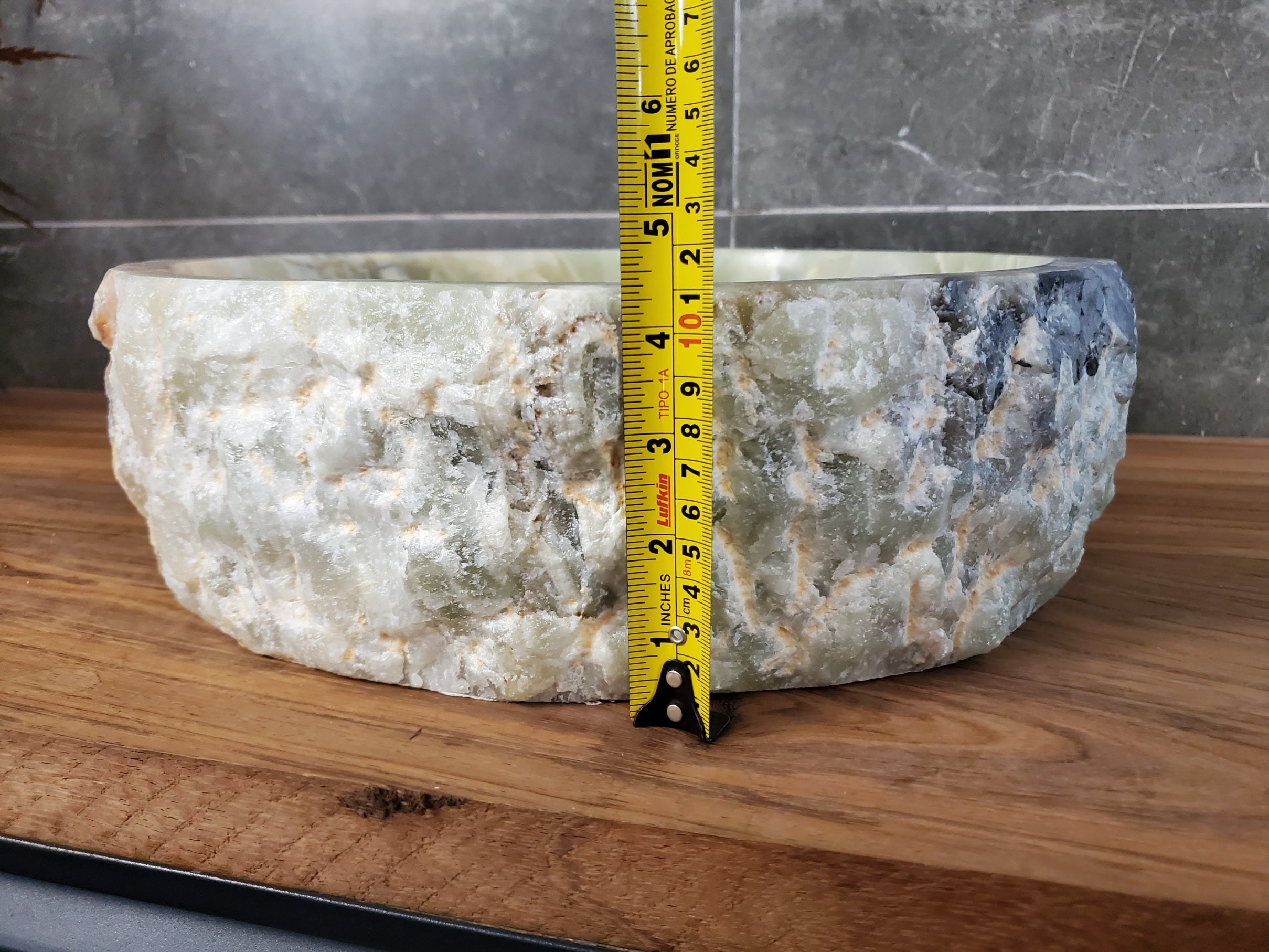 Green Onyx Marble Vessel Sink, Natural Stone Vanity Basin, Polished Bathroom Countertop Sink, Spa Decor 15x15 Inch S40_02 Bathroom Sinks Featured Onyx Sinks