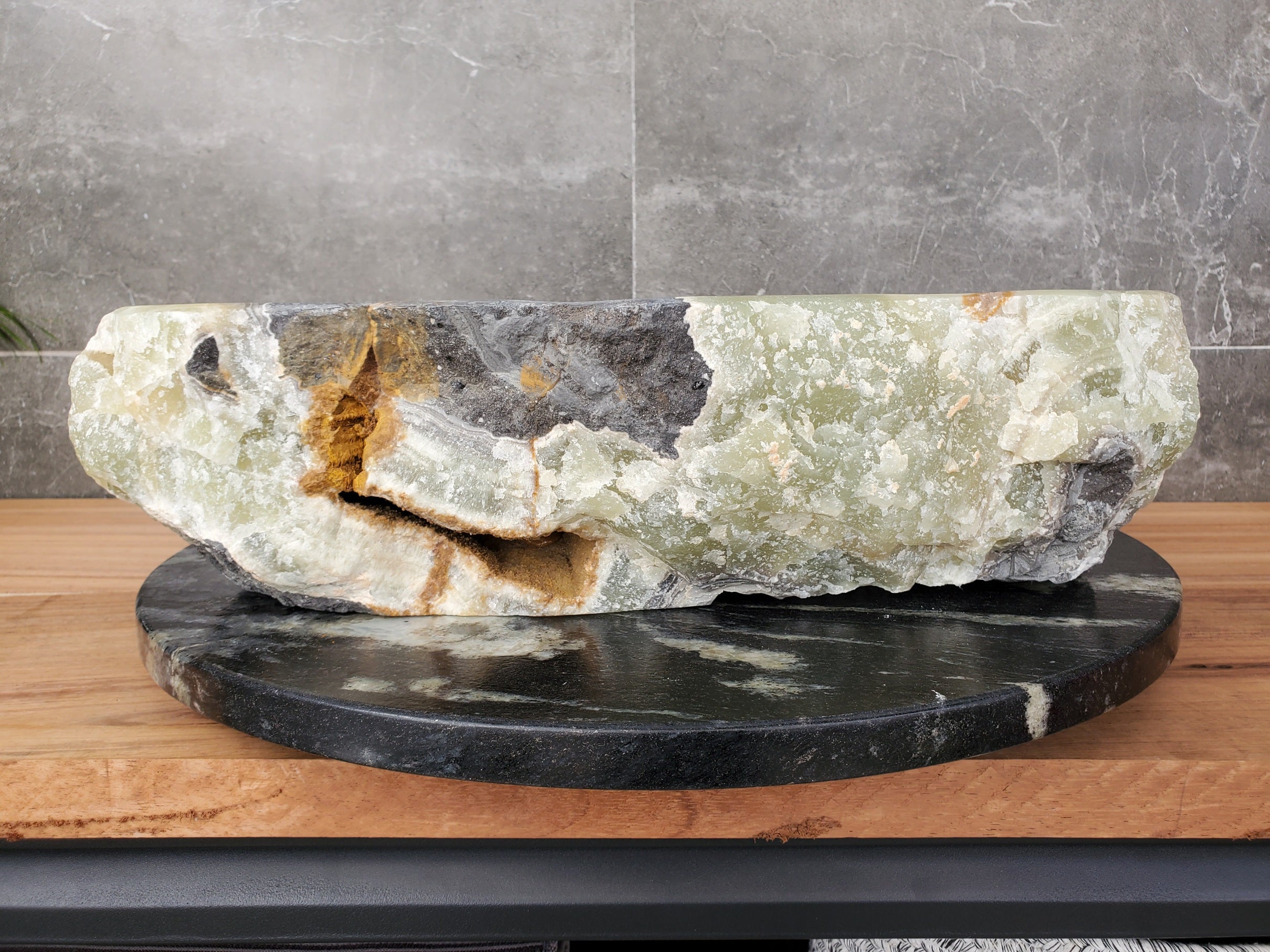 S31_30 Onyx Stone Vessel Bathroom Sink - 17 x 15 inch