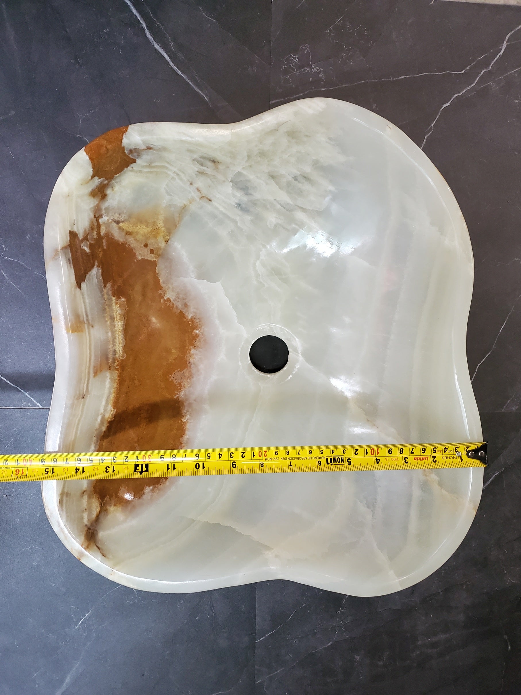 Green Onyx Marble Vessel Sink, 17x15 Inch Natural Stone Countertop Basin, Polished Luxury Vanity Sink, Spa Bathroom Decor S40_11 Bathroom Sinks Featured Onyx Sinks Sinks