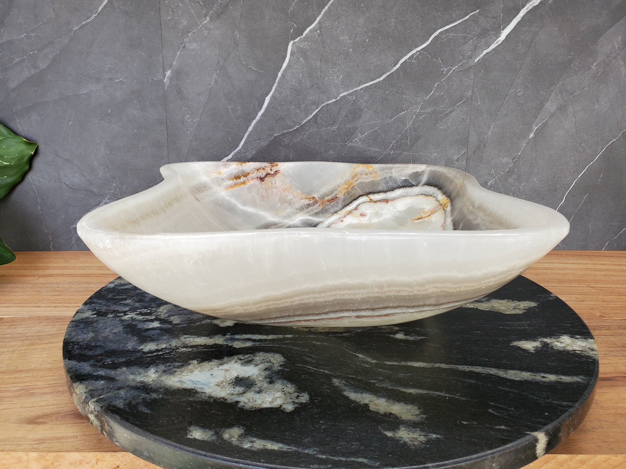 S34_16 Onyx Stone Vessel Bathroom Sink - 15.3 x 14 inch