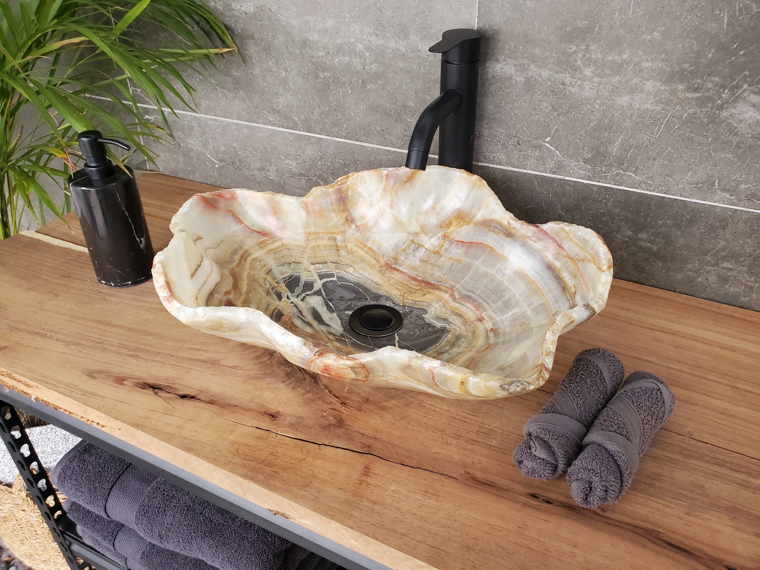 S33_36 Green Onyx Bathroom Vessel Sink - 19 x 14 inch