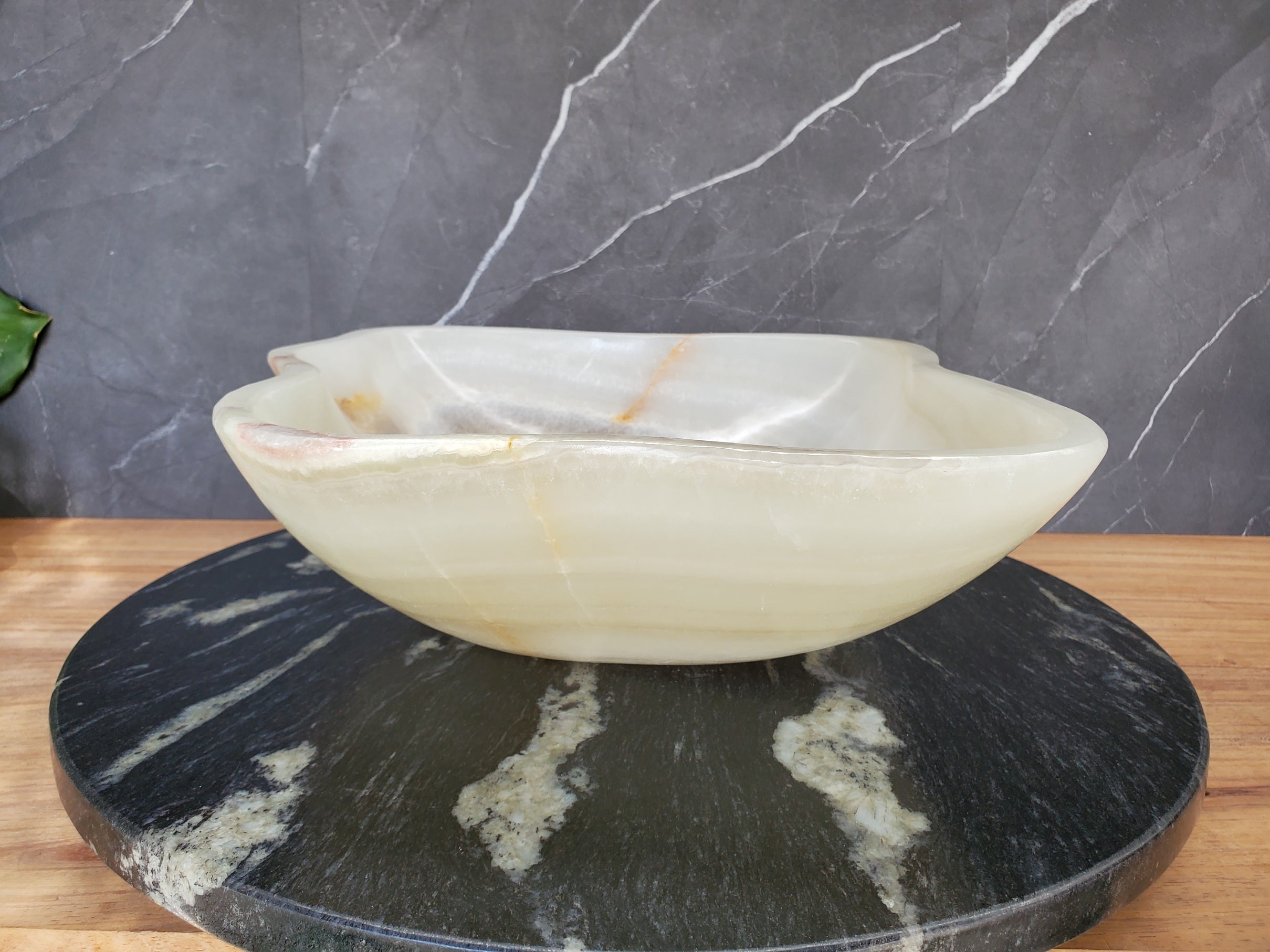 S34_18 Light Green Onyx Bathroom Vessel Sink - 15.2 x 13 inch
