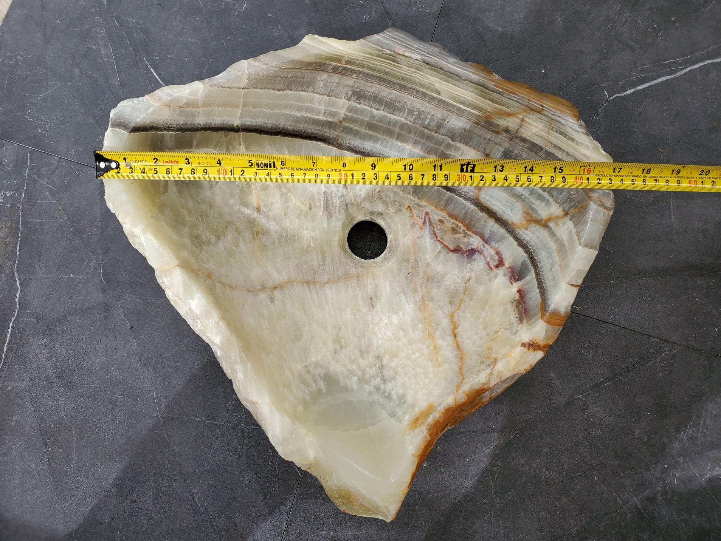 S31_31 Onyx Stone Vessel Bathroom Sink - 17 x 16 inch