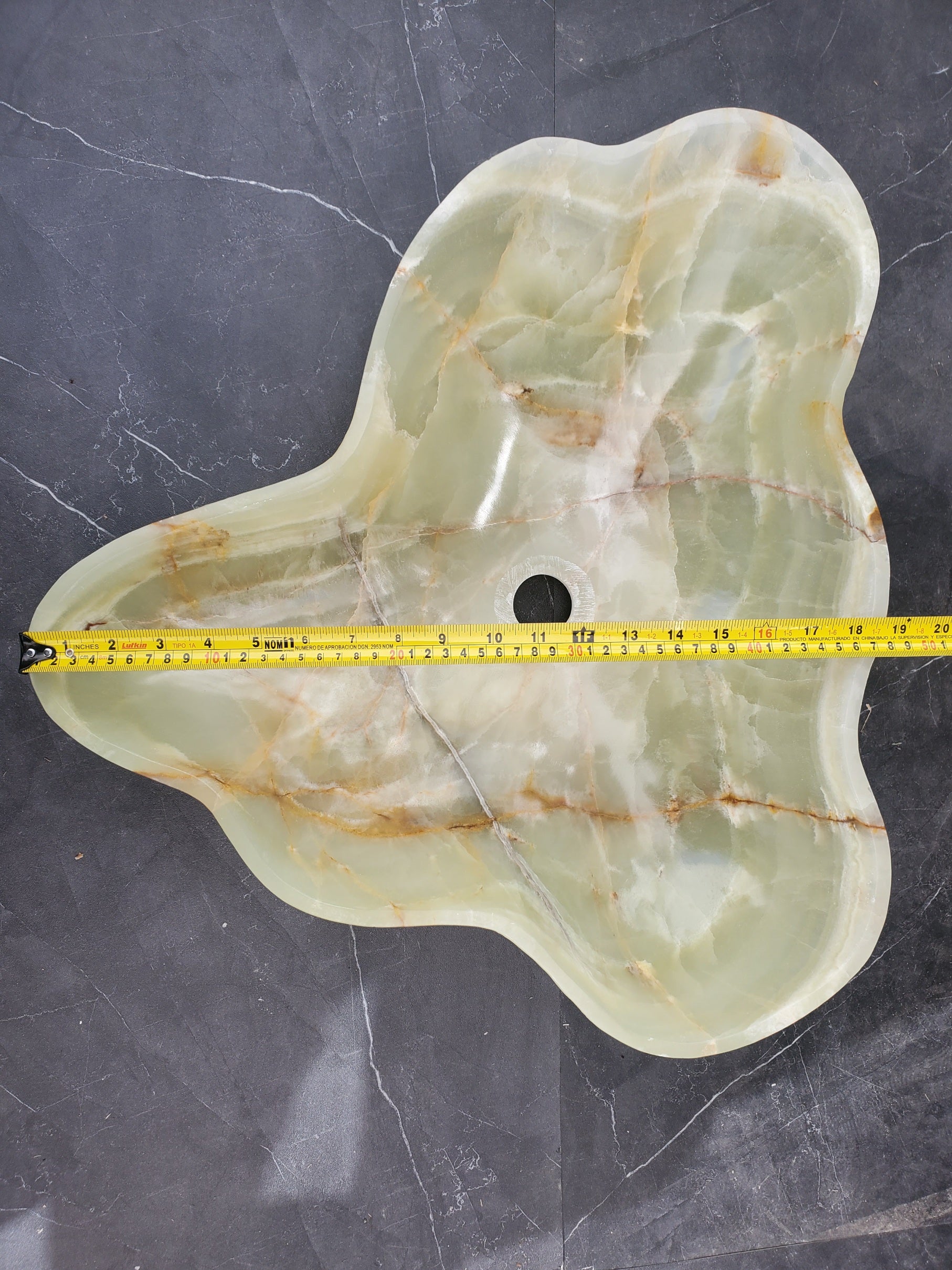 S33_21 Green Onyx Bathroom Vessel Sink - 21 x 18.5 inch