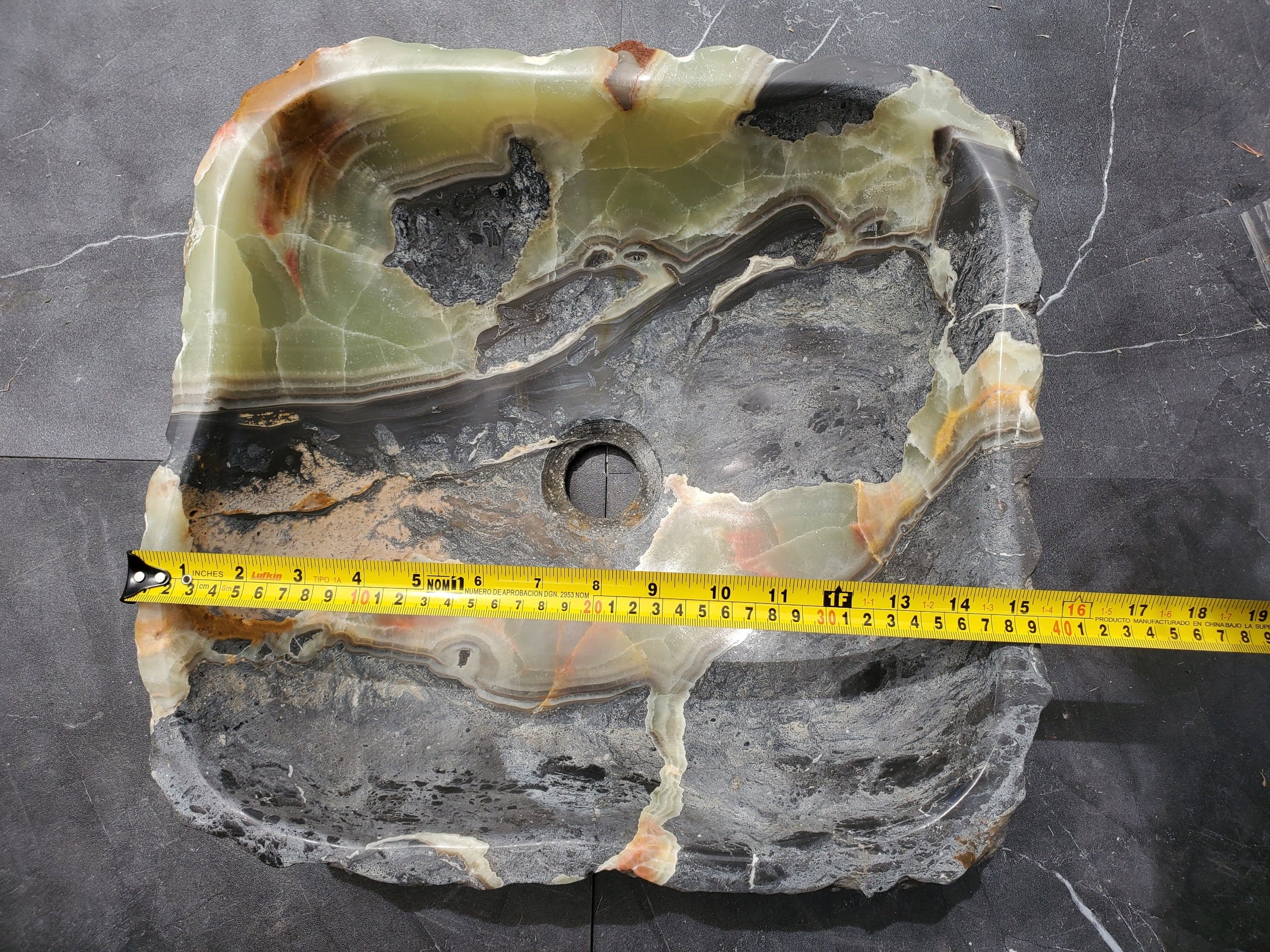 S30_36 Onyx Stone Vessel Bathroom Sink - 15.5 x 14.5