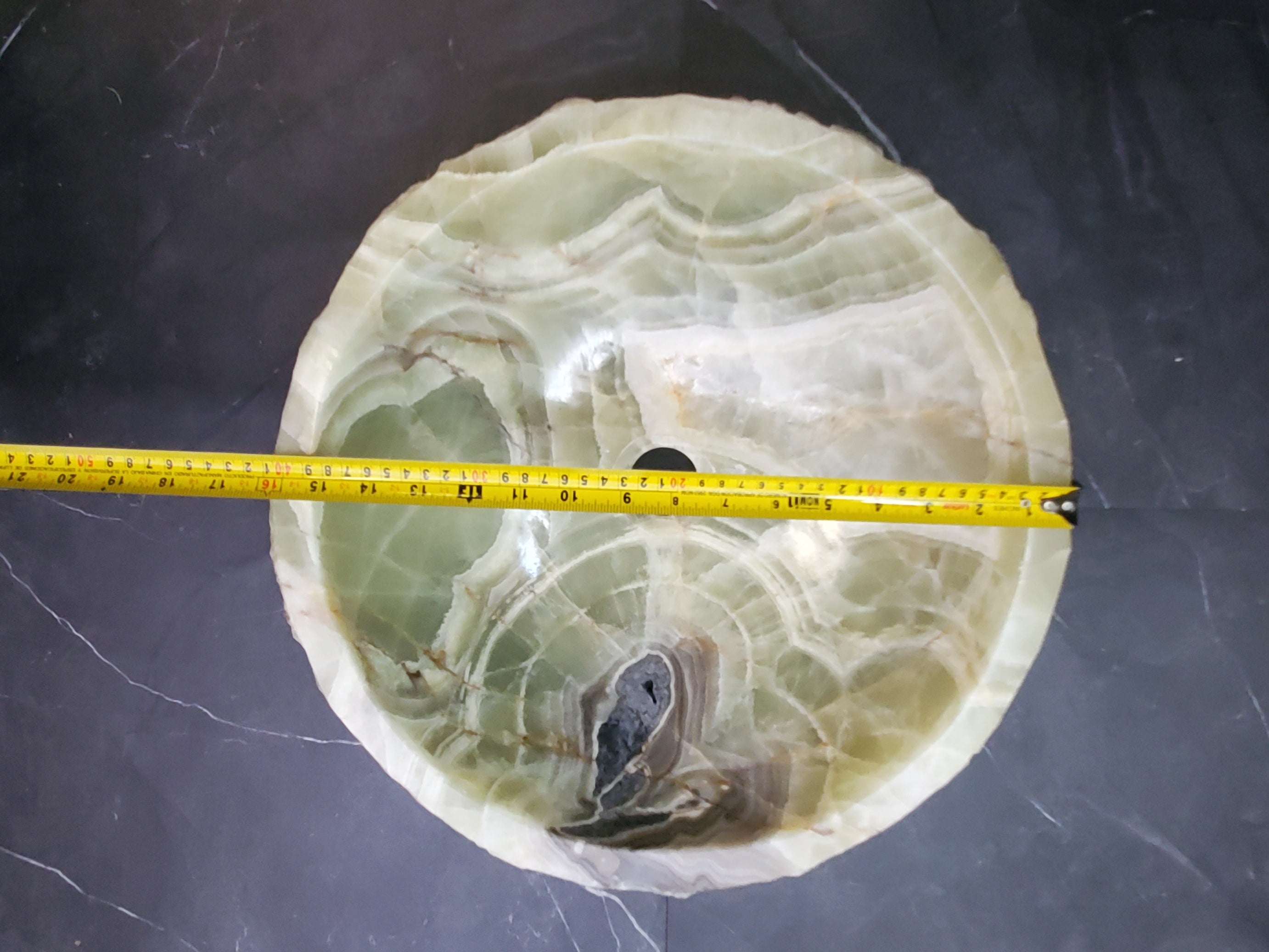 Green Onyx Marble Vessel Sink, Natural Stone Vanity Basin, Polished Bathroom Countertop Sink, Spa Decor 16x16 Inch S40_01 Bathroom Sinks Featured Onyx Sinks