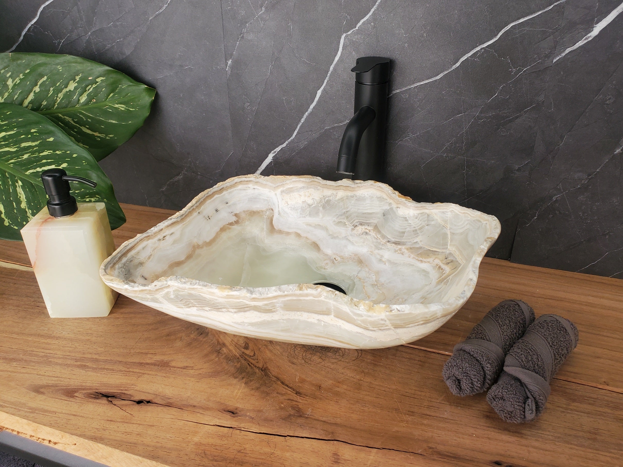 S34_20 Light Onyx Bathroom Vessel Sink - 15 x 12.5 inch