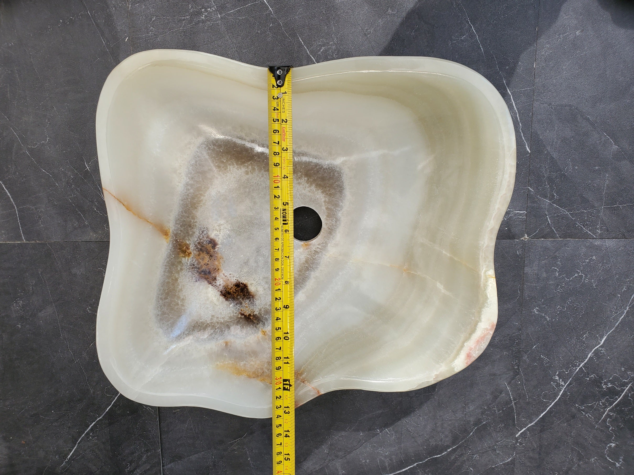 S34_18 Light Green Onyx Bathroom Vessel Sink - 15.2 x 13 inch