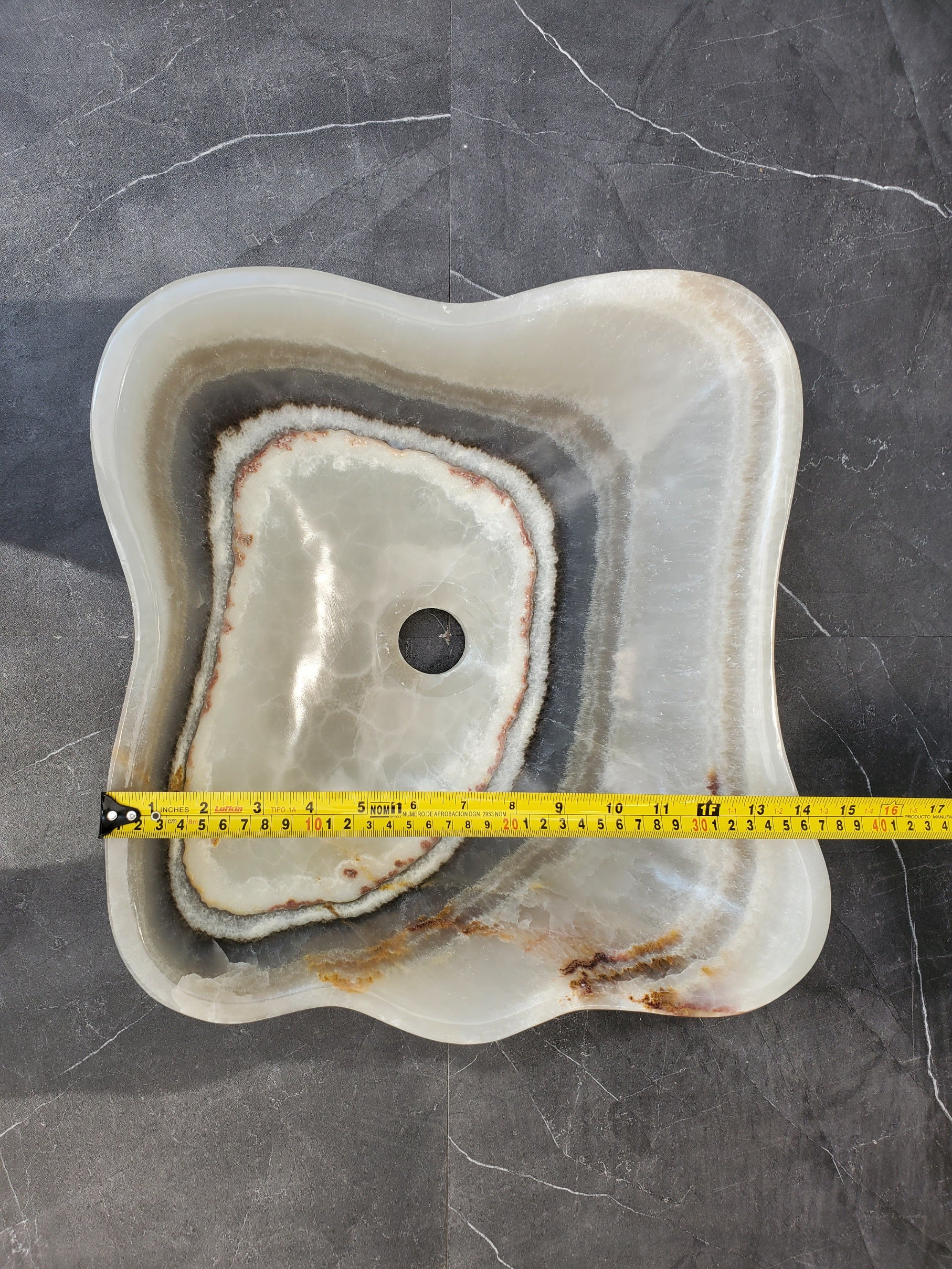 S34_16 Onyx Stone Vessel Bathroom Sink - 15.3 x 14 inch