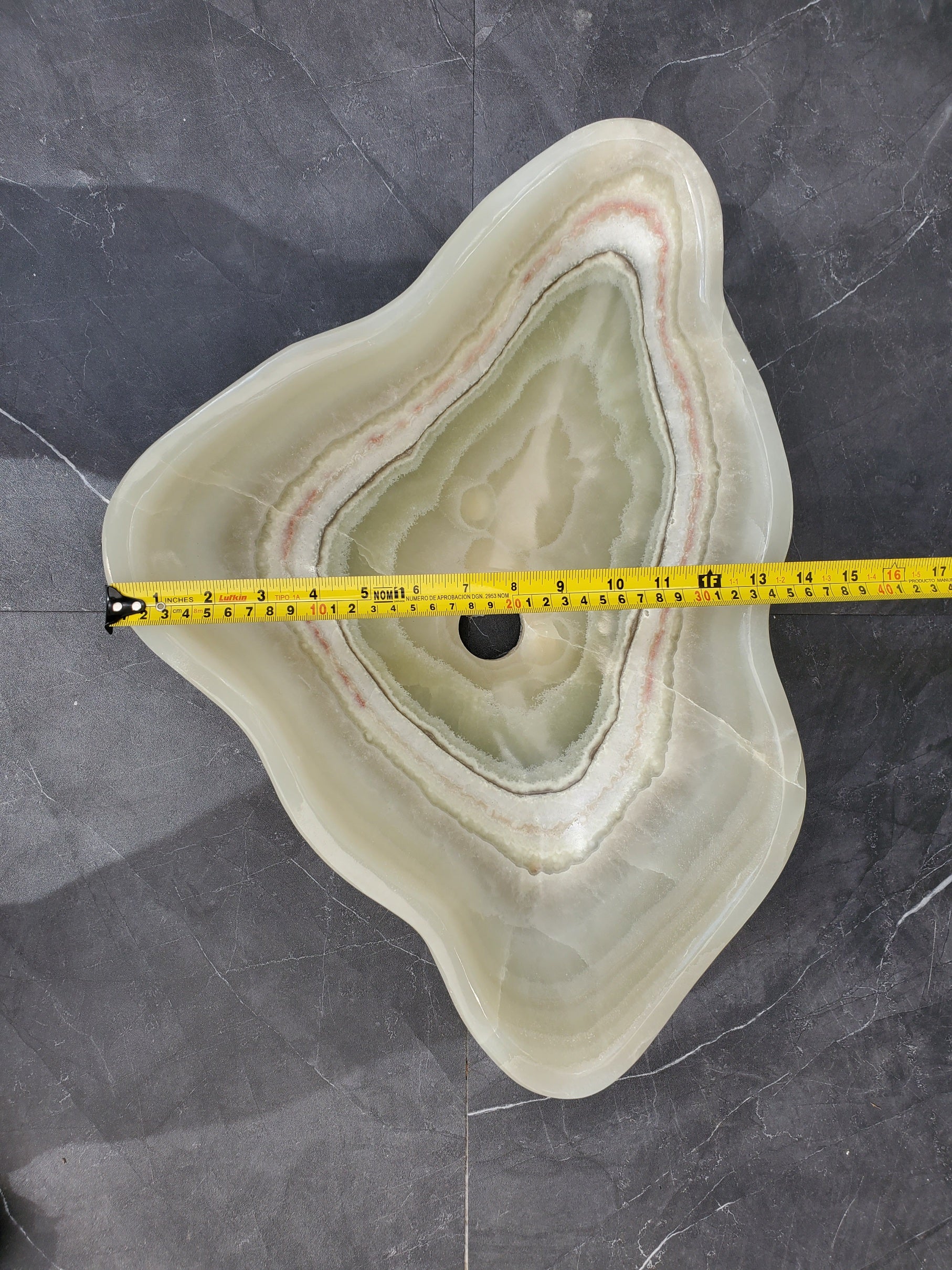 S34_24 Light Green Onyx Stone Vessel Sink - 20 x 13.5 Inch