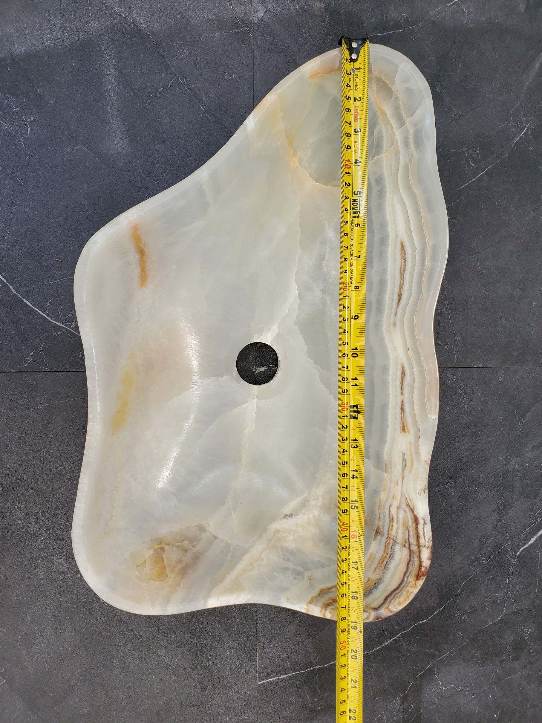 S34_25 Light Onyx Stone Vessel Sink - 19 x 12 inch