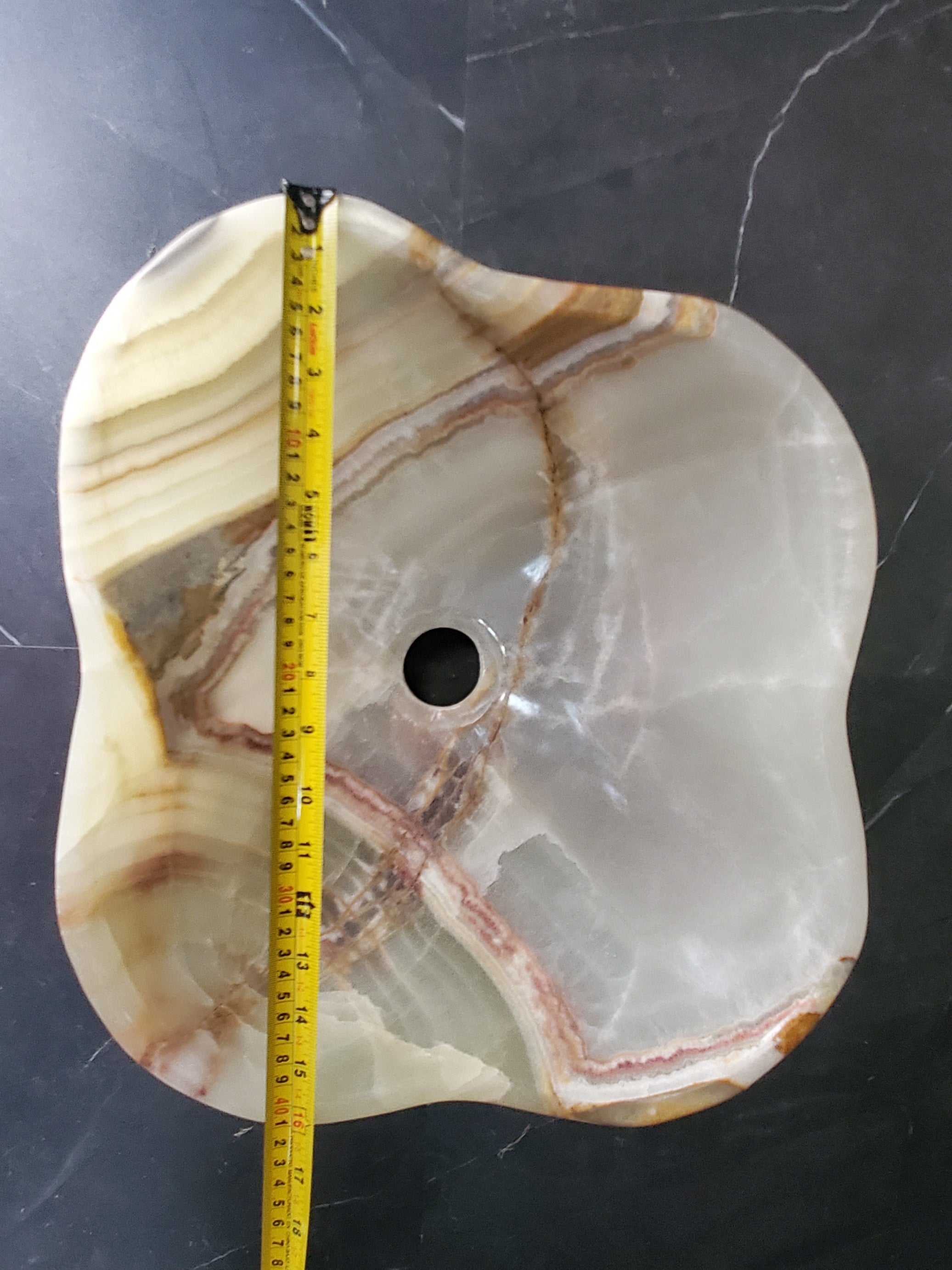 Green Onyx Vessel Sink, 16x14.5 Inch Natural Stone Countertop Basin, Polished Luxury Vanity Sink, Spa Bathroom Decor S40_17