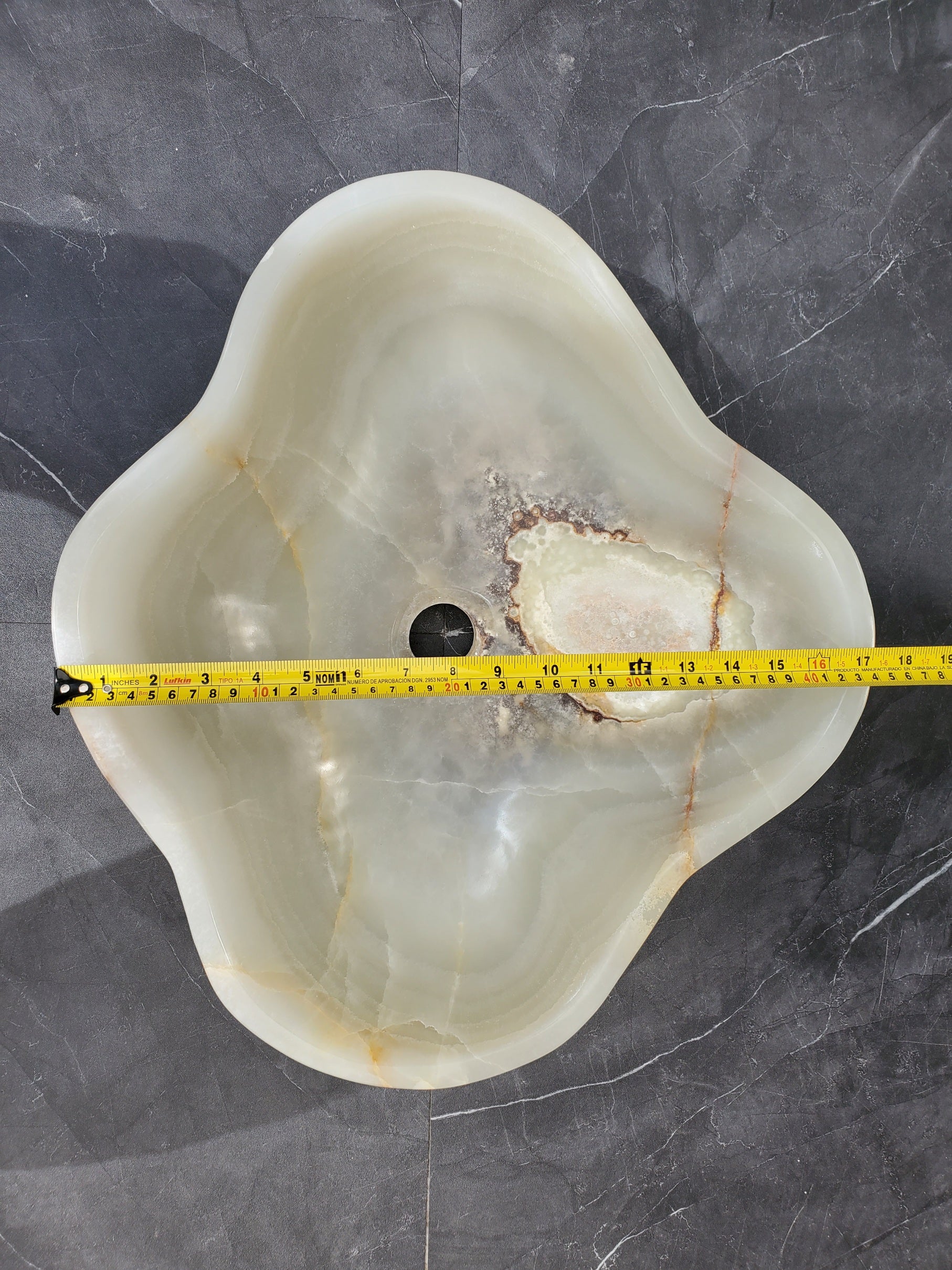 S34_23 Light Onyx Stone Vessel Sink - 19 x 17 inch