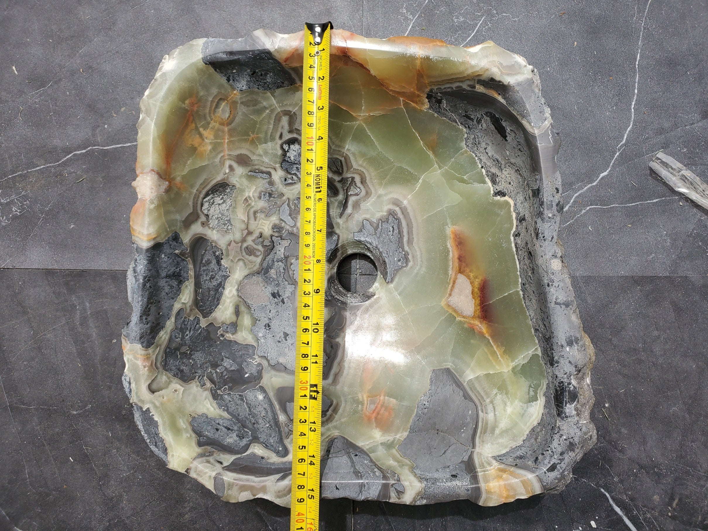 S30_37 Onyx Stone Vessel Bathroom Sink - 15 x 14.5 inch