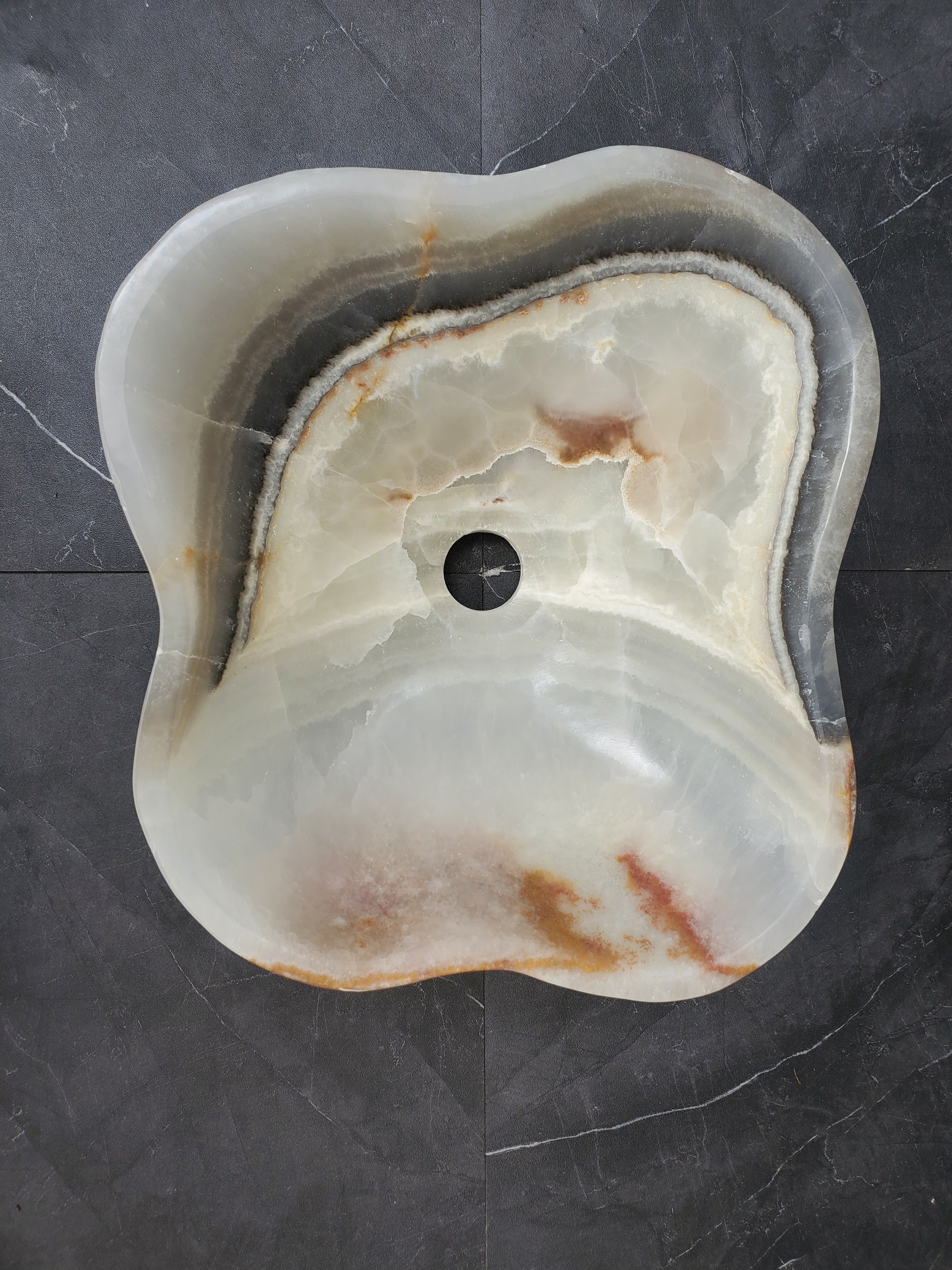 S34_21 Light Onyx Stone Vessel Sink- 14.5 x 13 inch