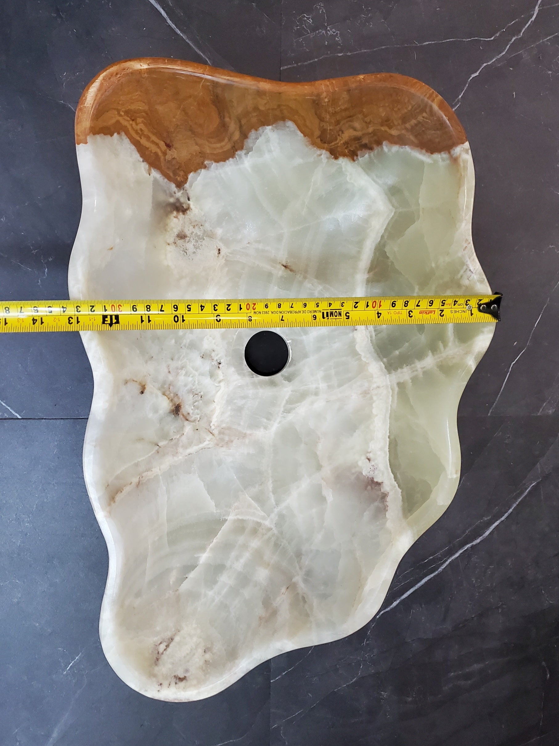 Green Onyx Marble Vessel Sink – Natural Stone Countertop Sink, Polished Vanity Basin, Luxury Spa Bathroom Decor 19x13 Inch S40_09 Bathroom Sinks Featured Onyx Sinks Sinks