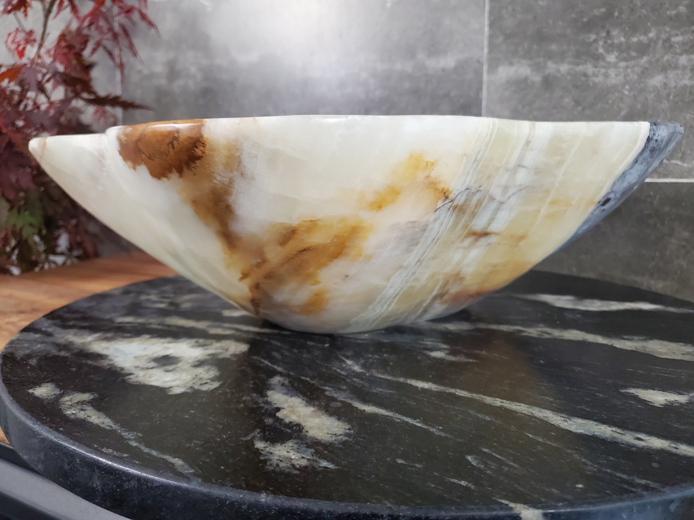 Green Onyx Marble Vessel Sink – Natural Stone Countertop Sink, Polished Vanity Basin, Luxury Spa Bathroom Decor 18x12.5 Inch S40_12 Bathroom Sinks Featured Onyx Sinks Sinks