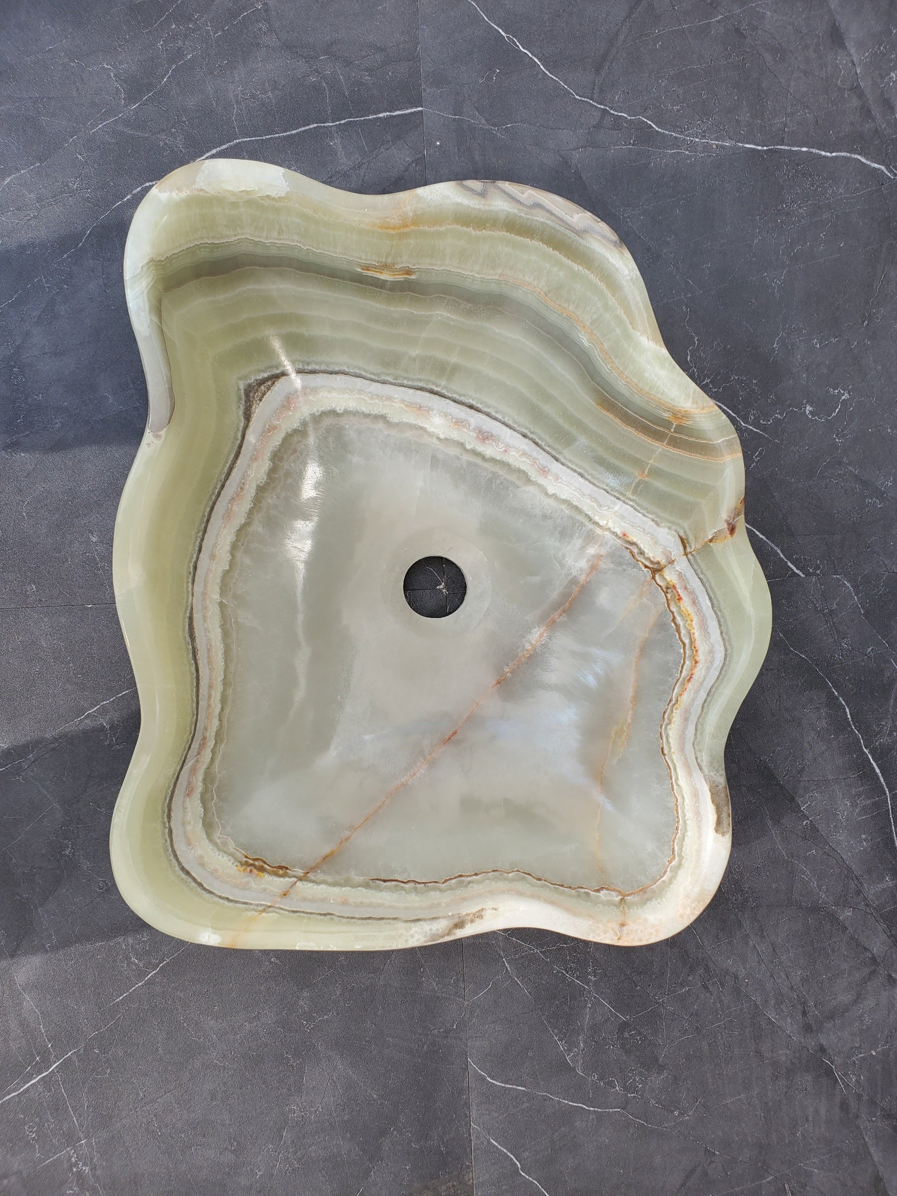 S34_14 Green Onyx Bathroom Vessel Sink -16.7 x 14.5 inch