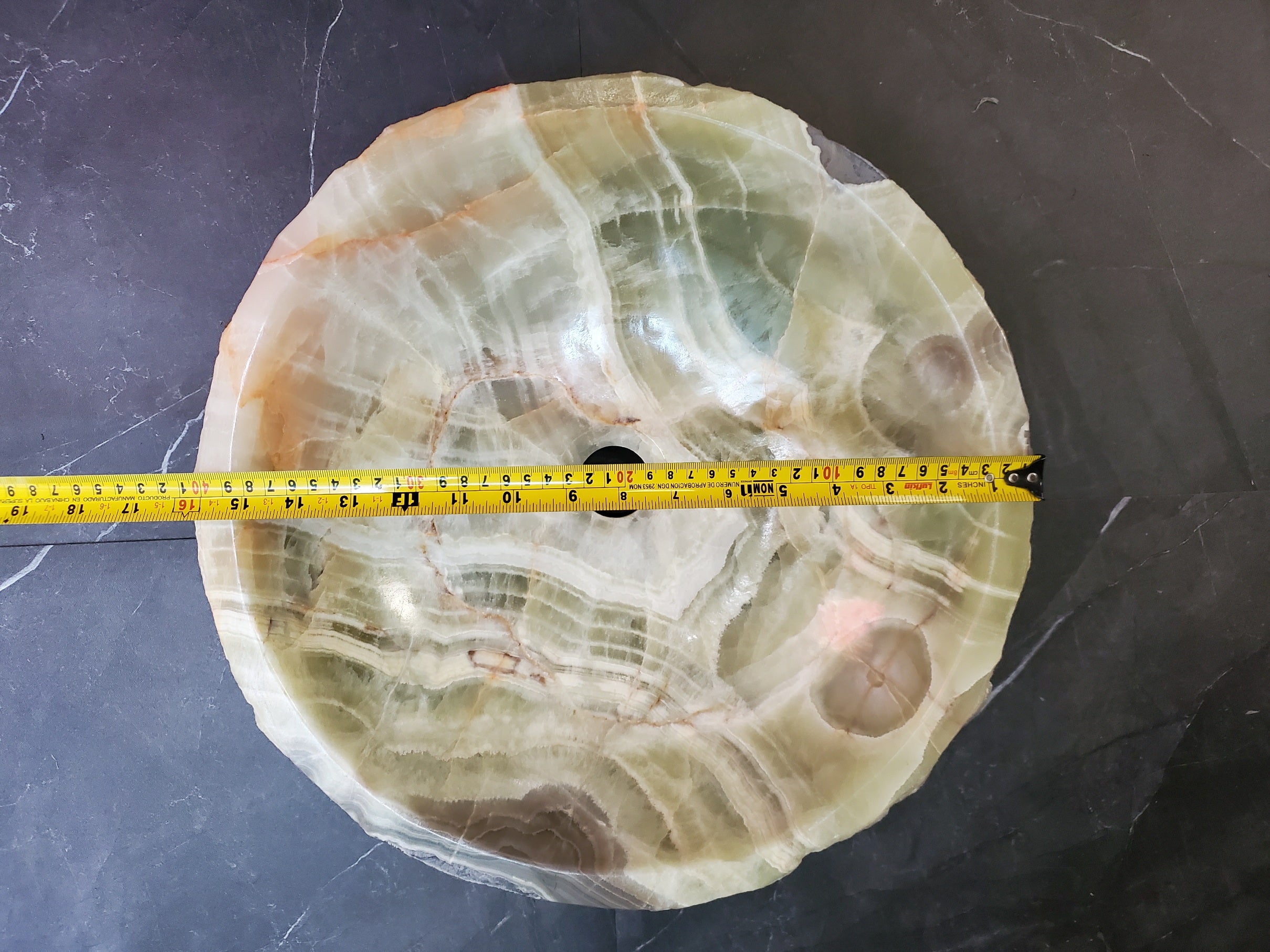 Green Onyx Marble Vessel Sink, 16x16 Inch Natural Stone Countertop Basin, Polished Luxury Vanity Sink, Spa Bathroom Decor S40_03 Bathroom Sinks Featured Onyx Sinks