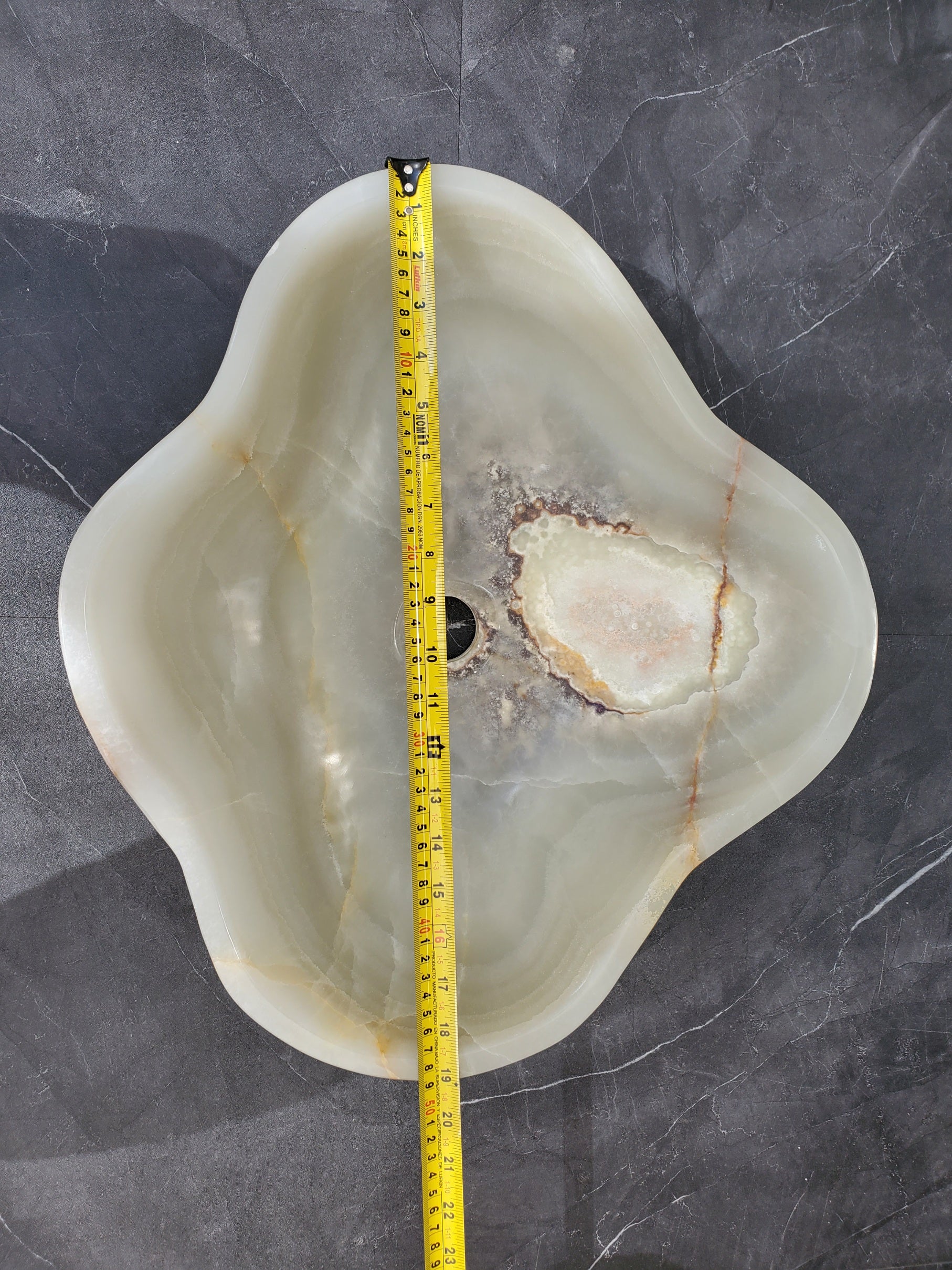 S34_23 Light Onyx Stone Vessel Sink - 19 x 17 inch