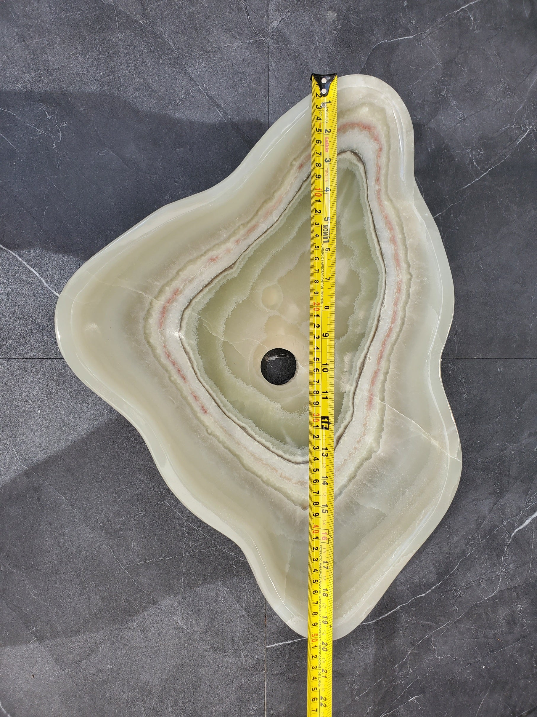 S34_24 Light Green Onyx Stone Vessel Sink - 20 x 13.5 Inch