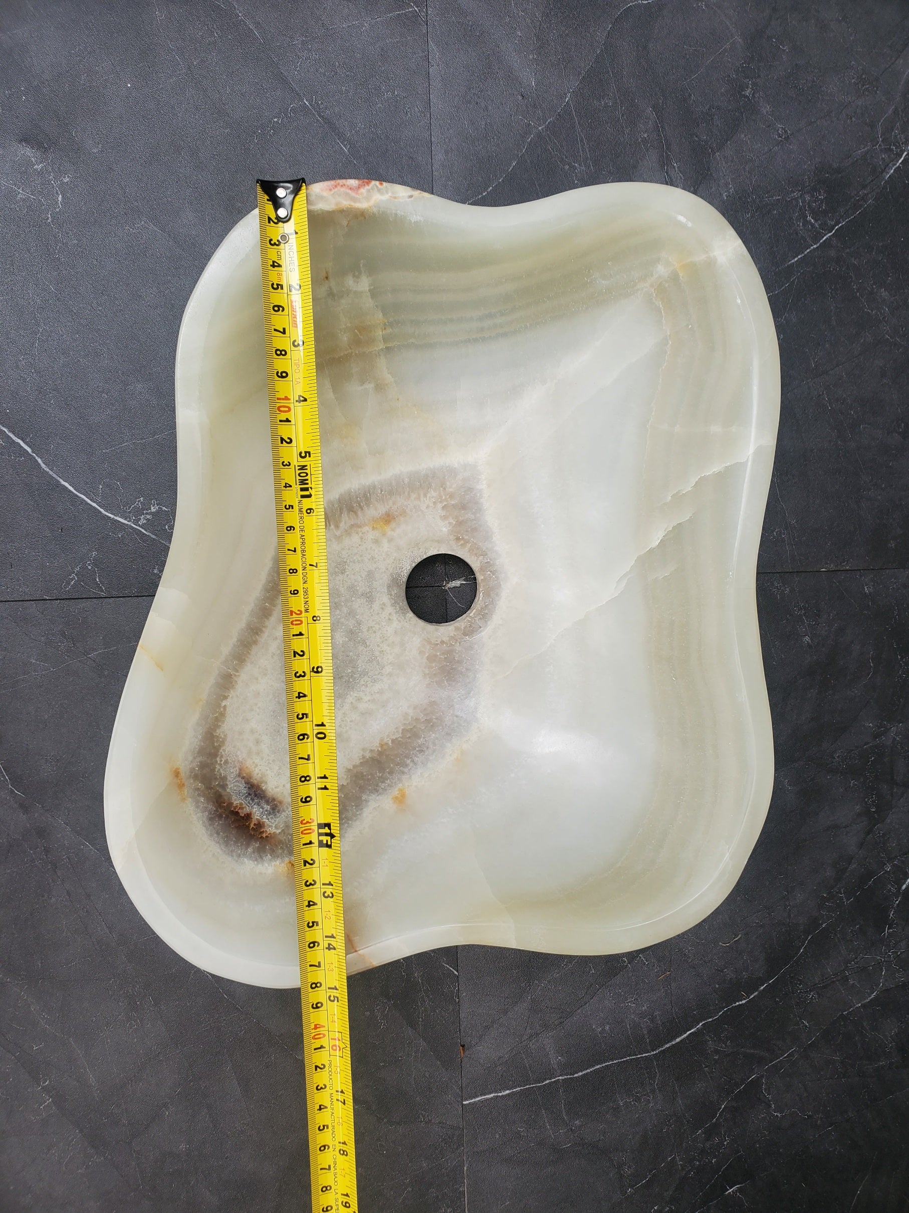 S34_19 Light Green Onyx Bathroom Vessel Sink - 14 x 13 inch