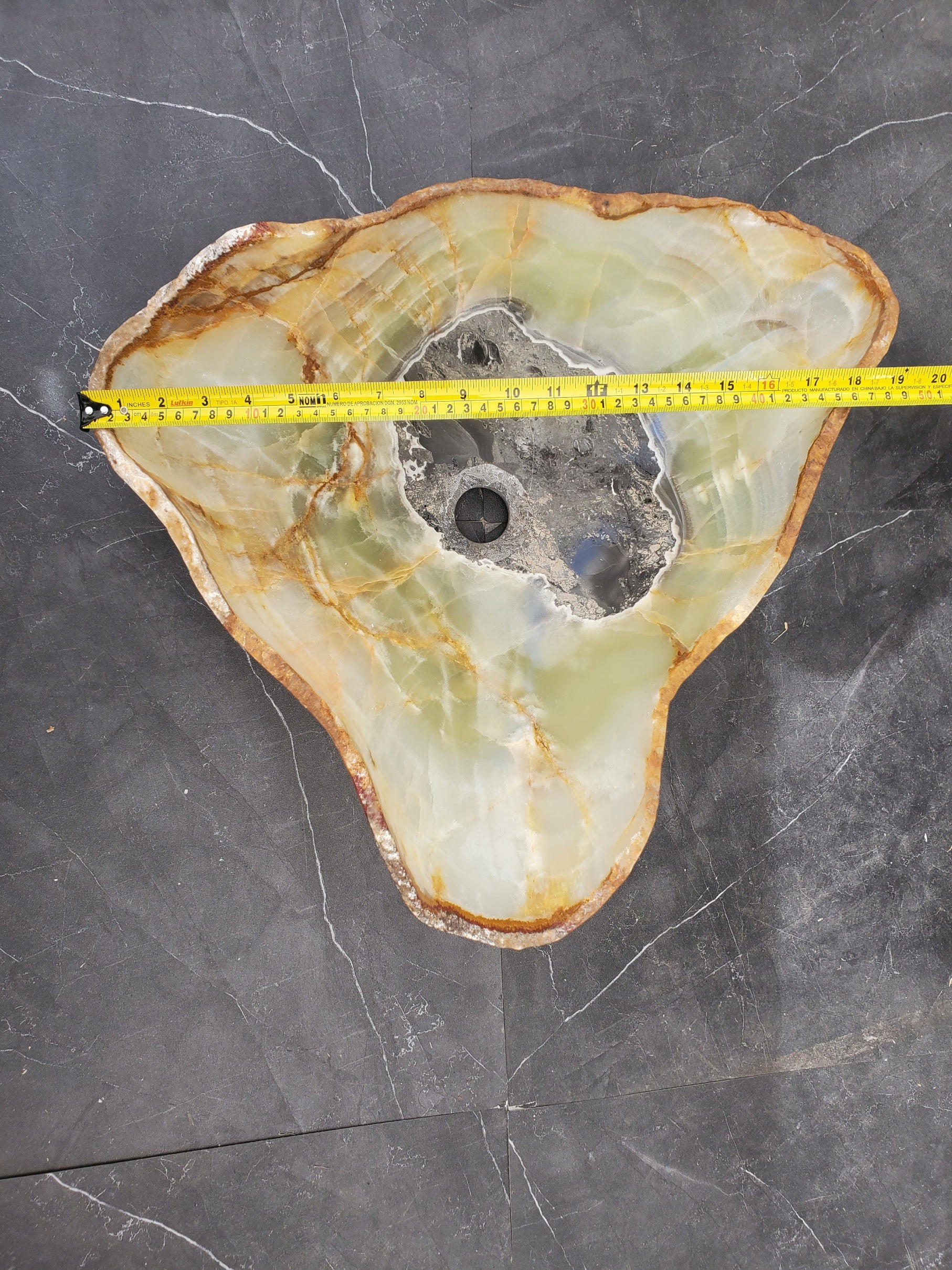 S33_22 Green Onyx Bathroom Vessel Sink - 19 x 19 inch