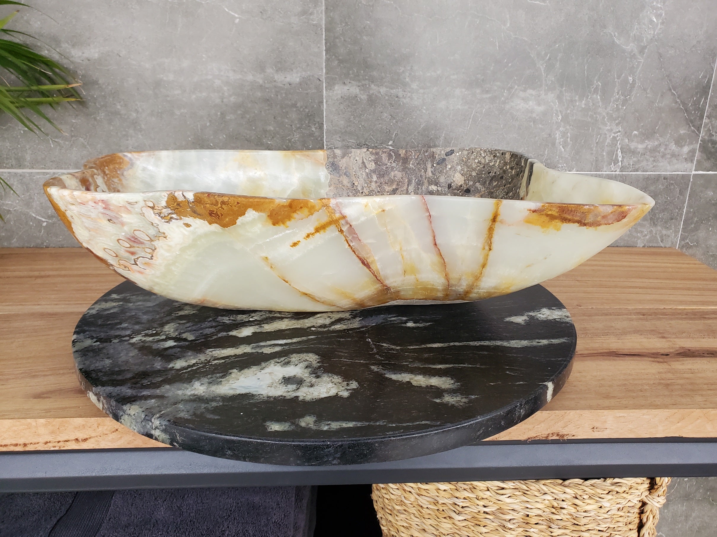 S33_38 Green Onyx Bathroom Vessel Sink - 19.5 x 14 inch