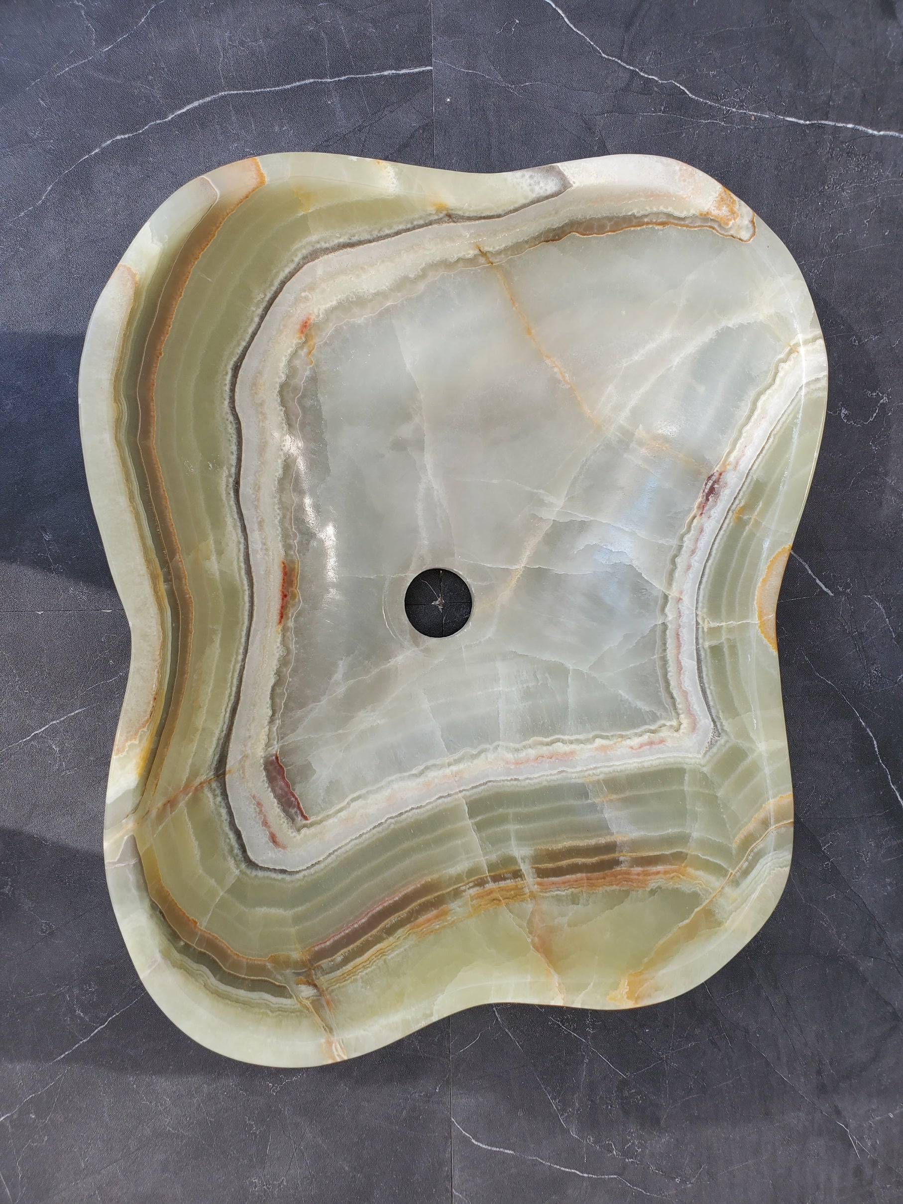 S34_17 Green Onyx Bathroom Vessel Sink - 17 x 14 inch