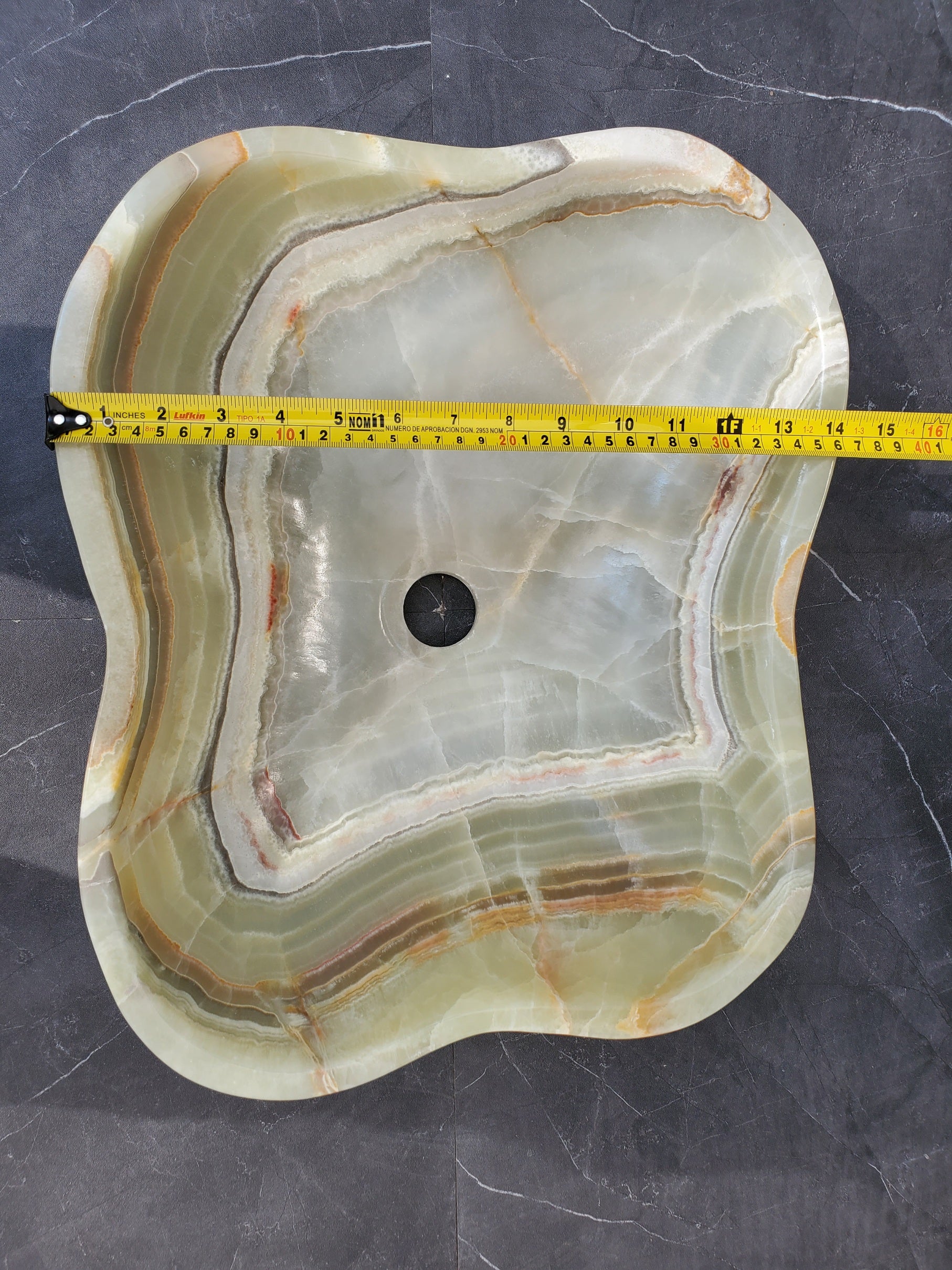 S34_17 Green Onyx Bathroom Vessel Sink - 17 x 14 inch
