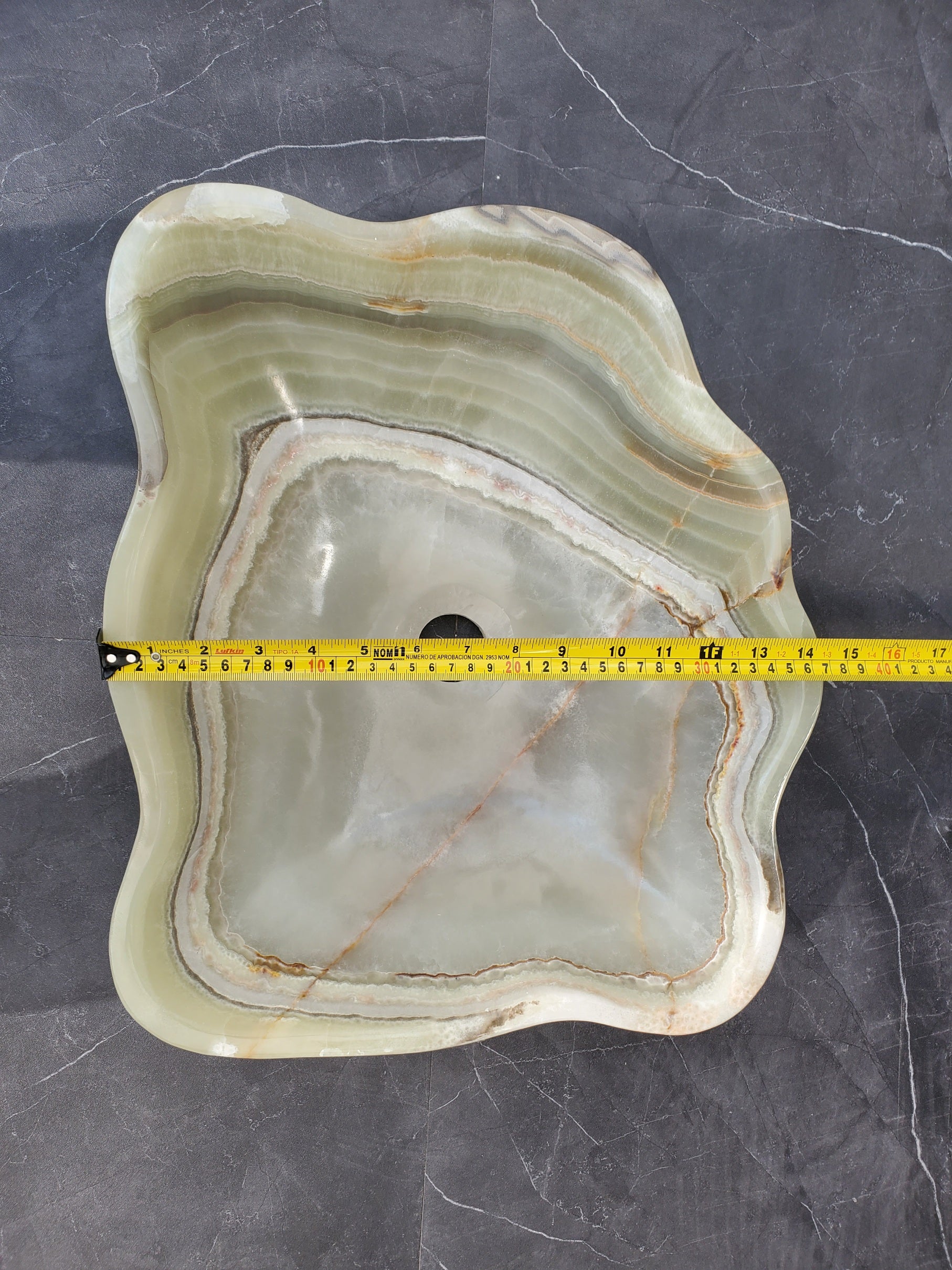 S34_14 Green Onyx Bathroom Vessel Sink -16.7 x 14.5 inch