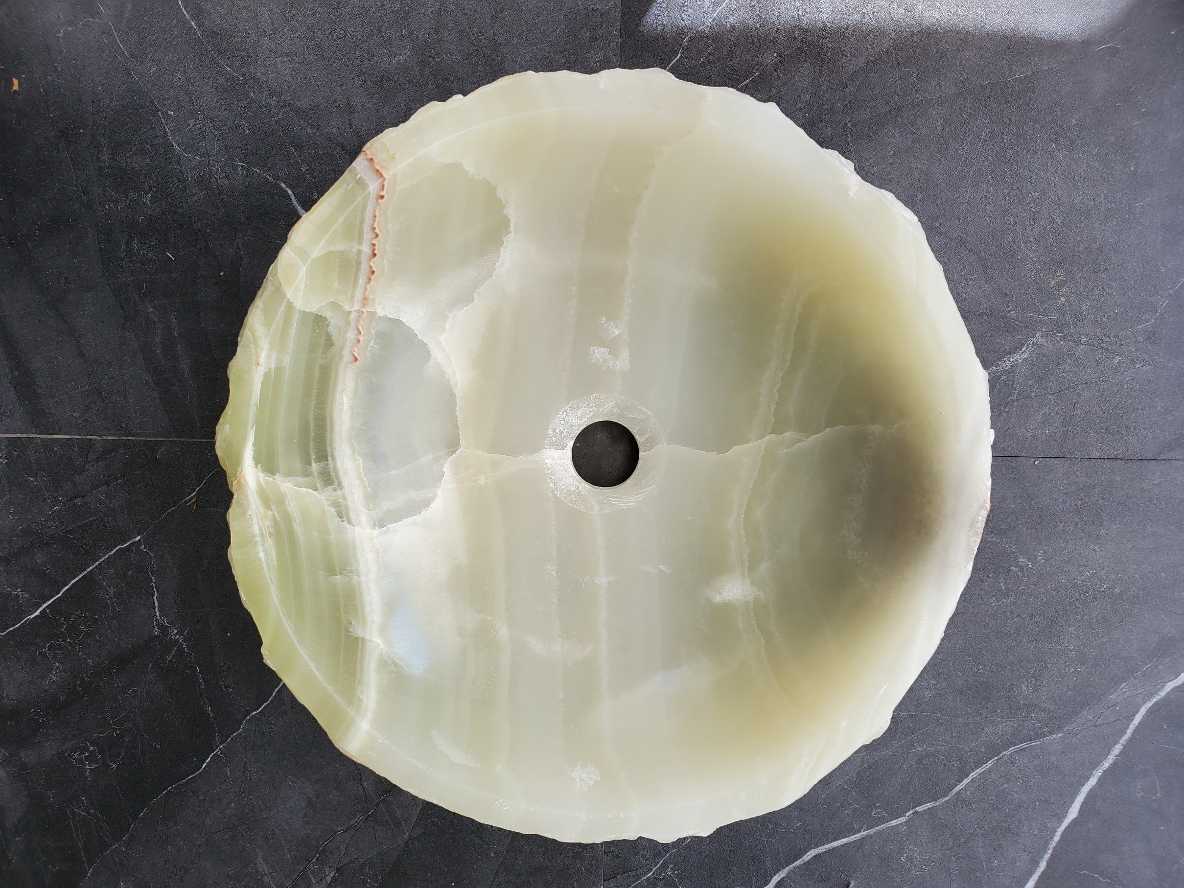 S37_20 Green Onyx Vessel Sink – Natural Stone Countertop Bathroom Sink, 15.5x15.5 Inch Bathroom Sinks Featured Onyx Sinks Sinks