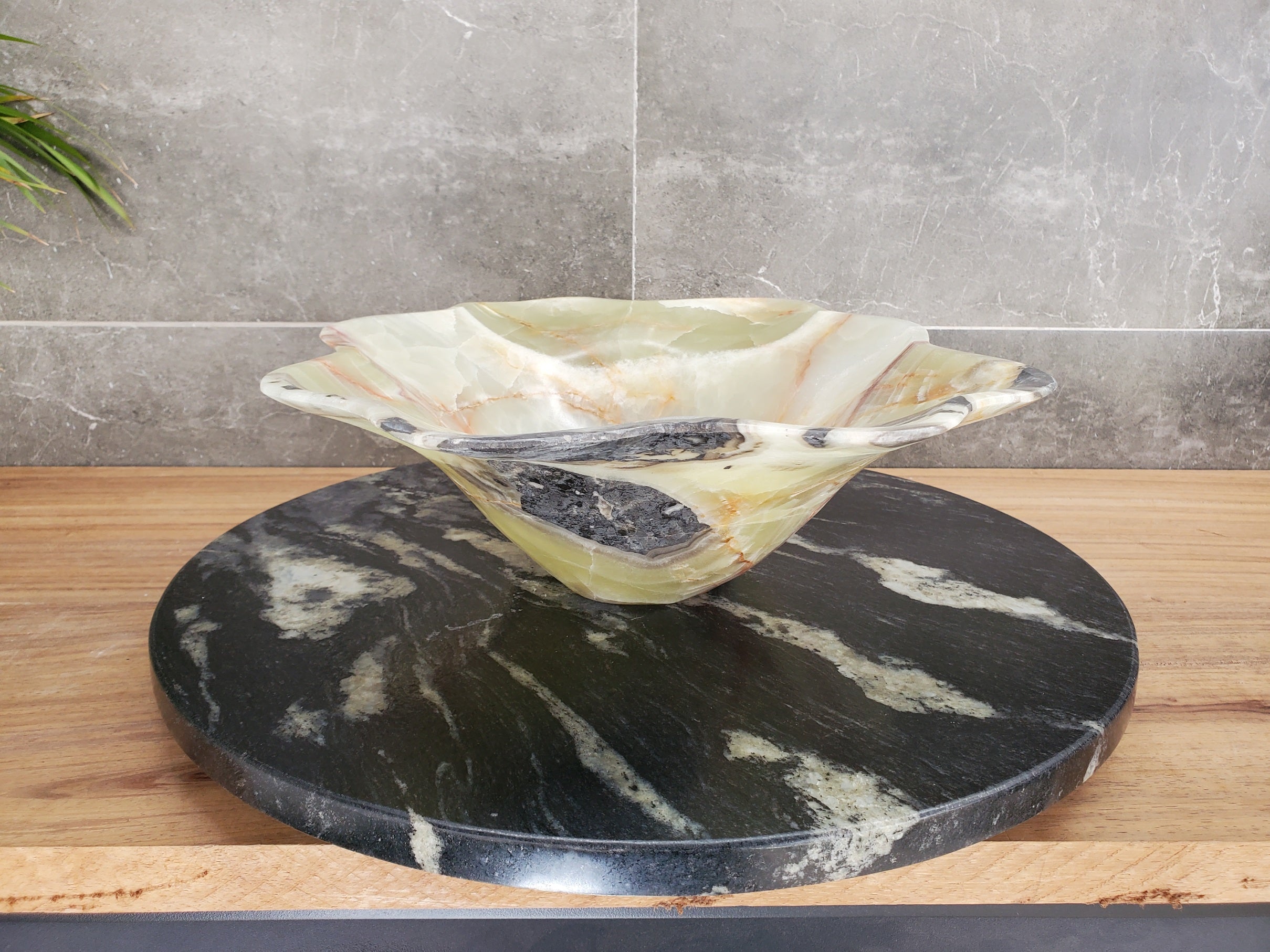 S33_56 Green Onyx Bathroom Vessel Sink - 17 x 13.5 inch