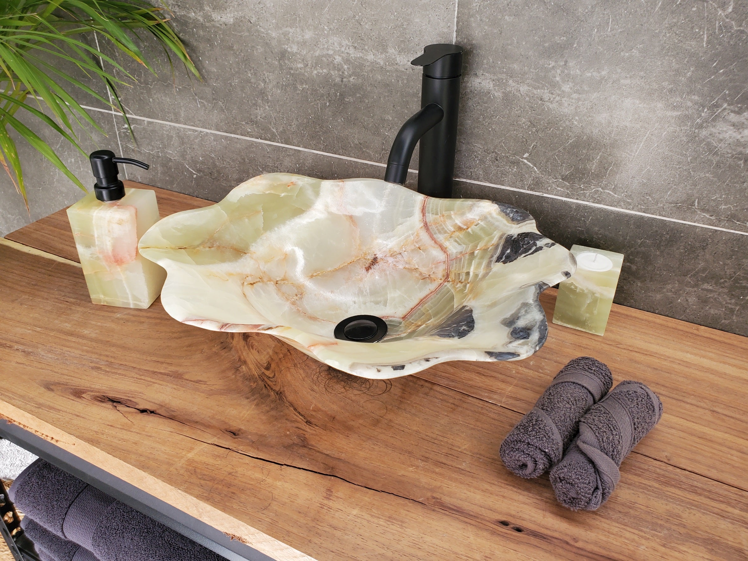 S33_56 Green Onyx Bathroom Vessel Sink