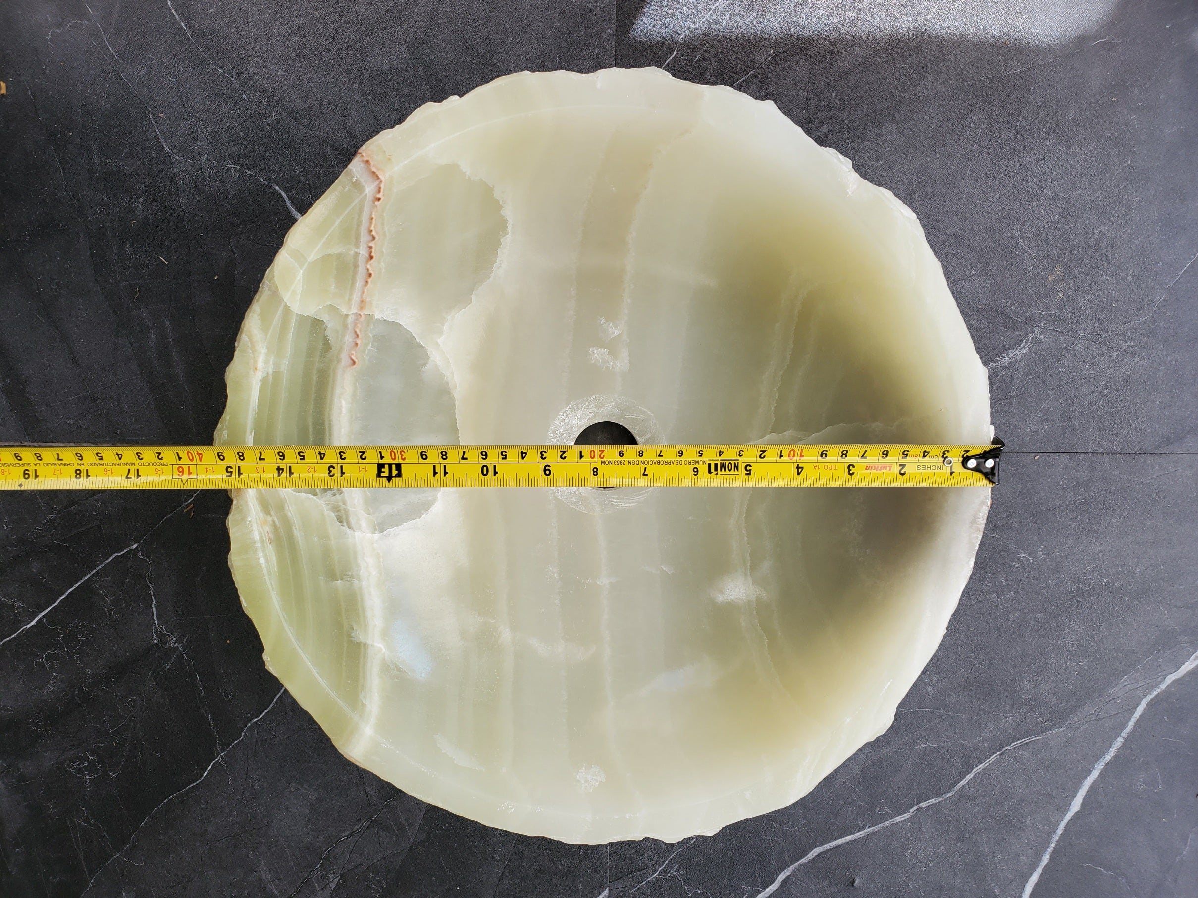 S37_20 Green Onyx Vessel Sink – Natural Stone Countertop Bathroom Sink, 15.5x15.5 Inch Bathroom Sinks Featured Onyx Sinks Sinks
