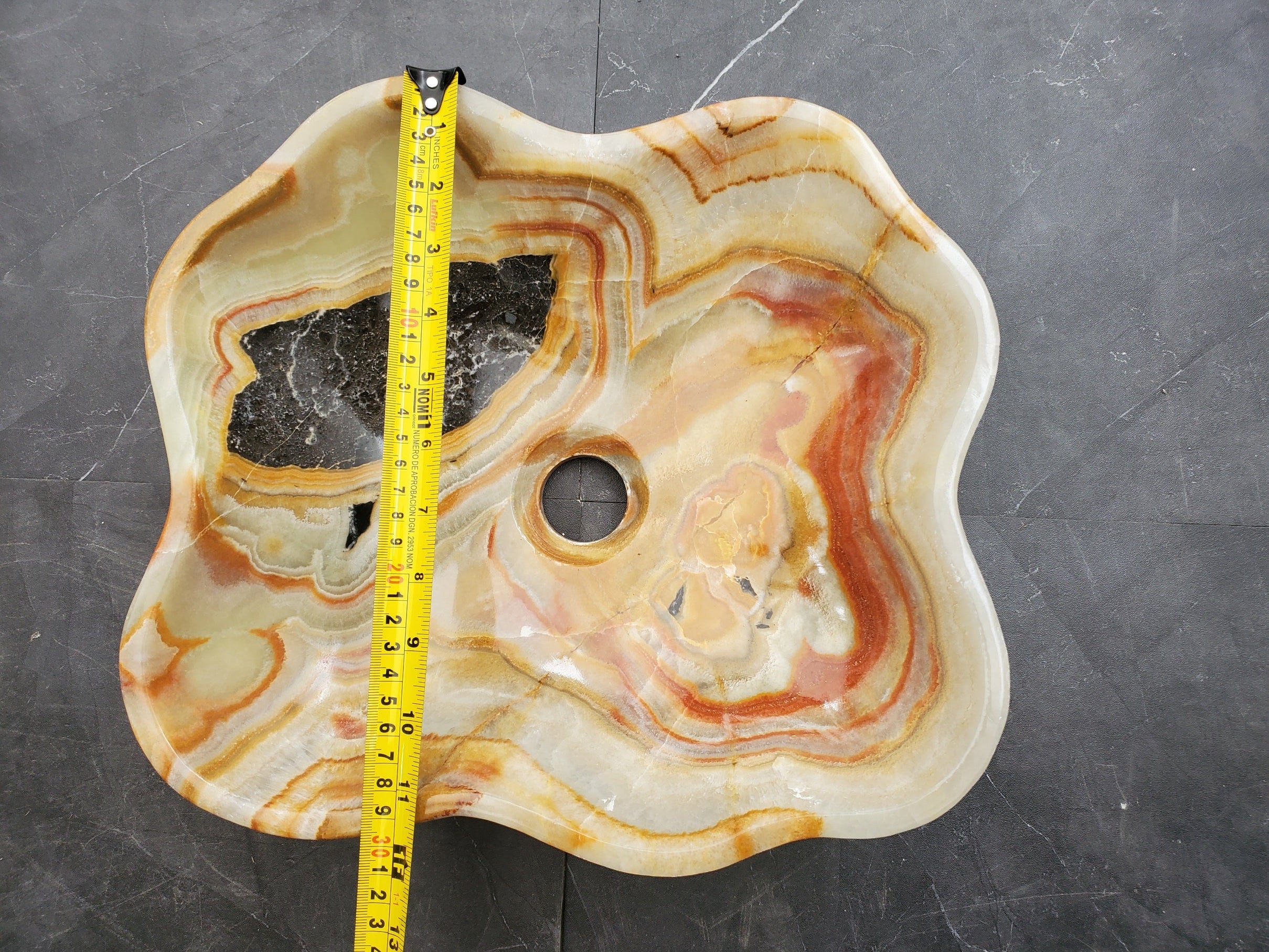 S31_29 Onyx Stone Vessel Bathroom Sink - 13 x 11.5 inch