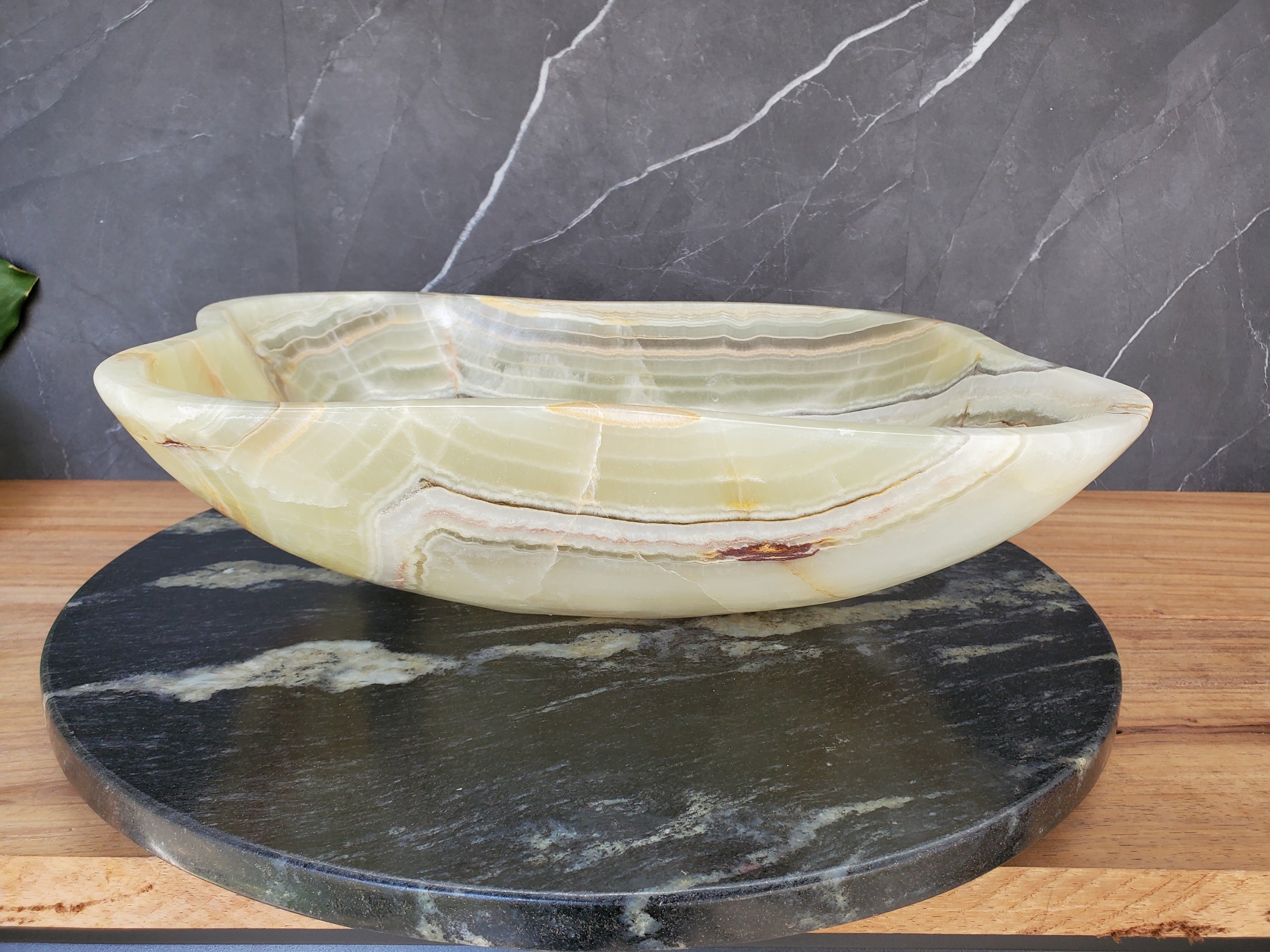 S34_17 Green Onyx Bathroom Vessel Sink - 17 x 14 inch