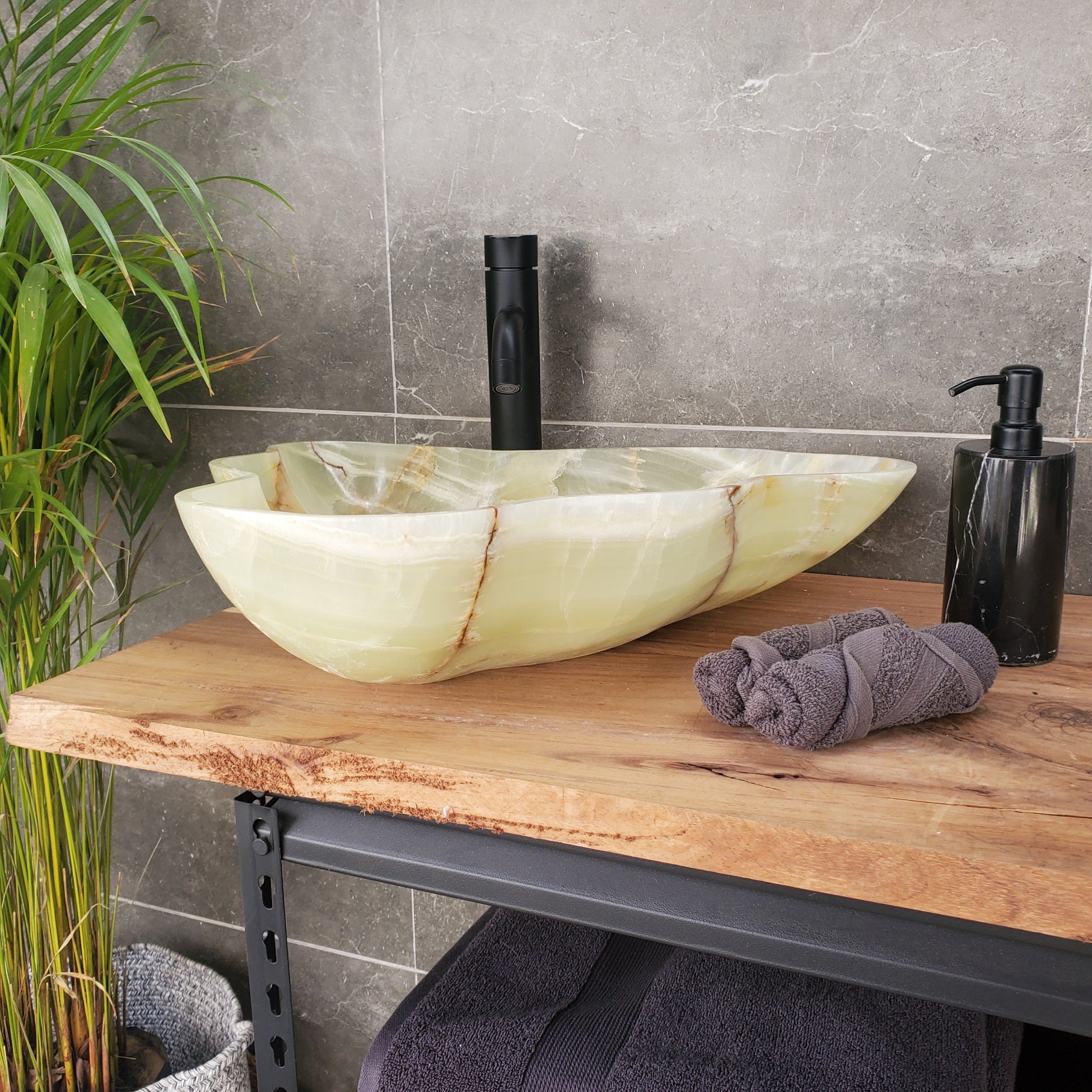 S33_21 Green Onyx Bathroom Vessel Sink