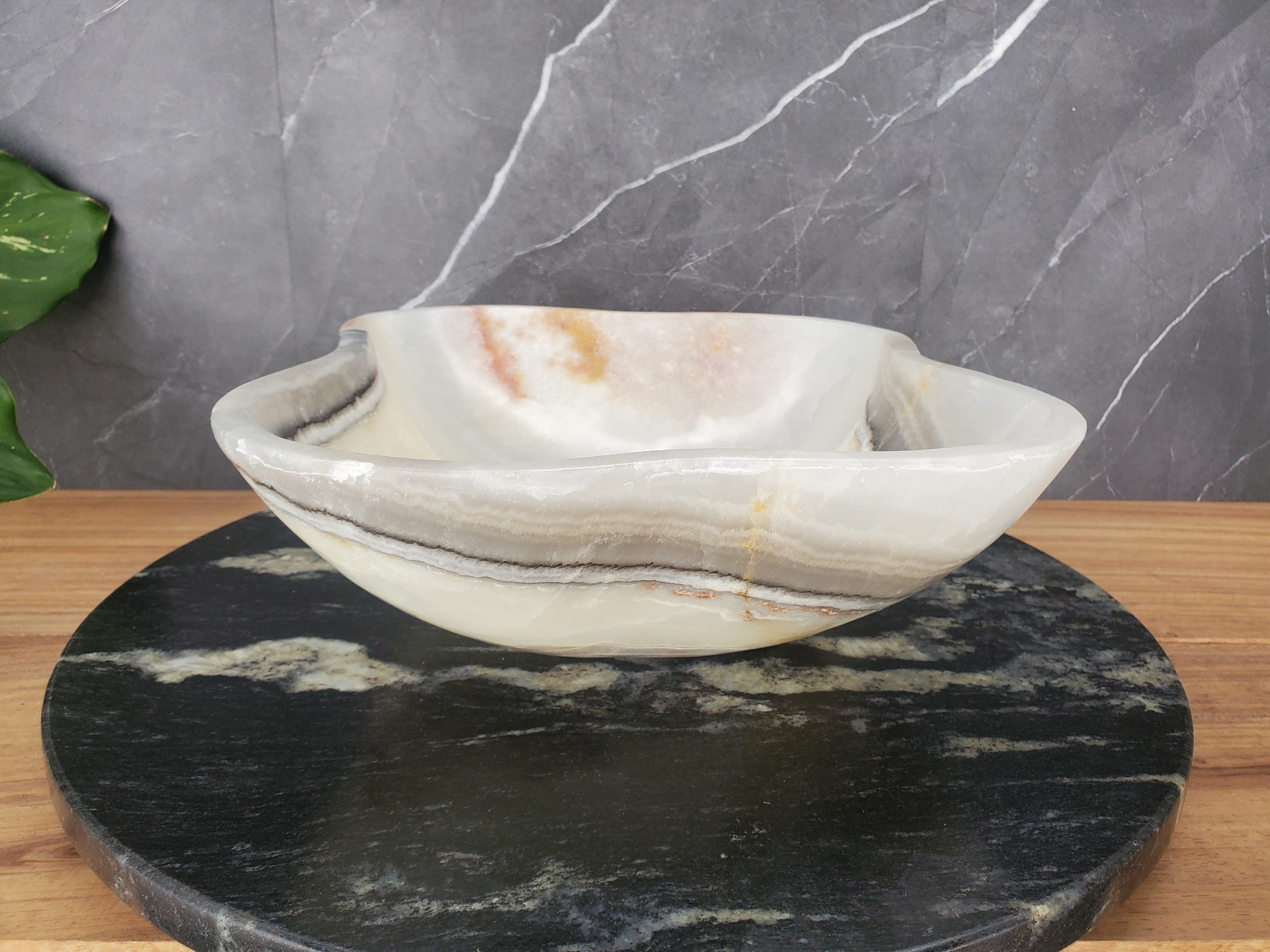 S34_21 Light Onyx Stone Vessel Sink- 14.5 x 13 inch