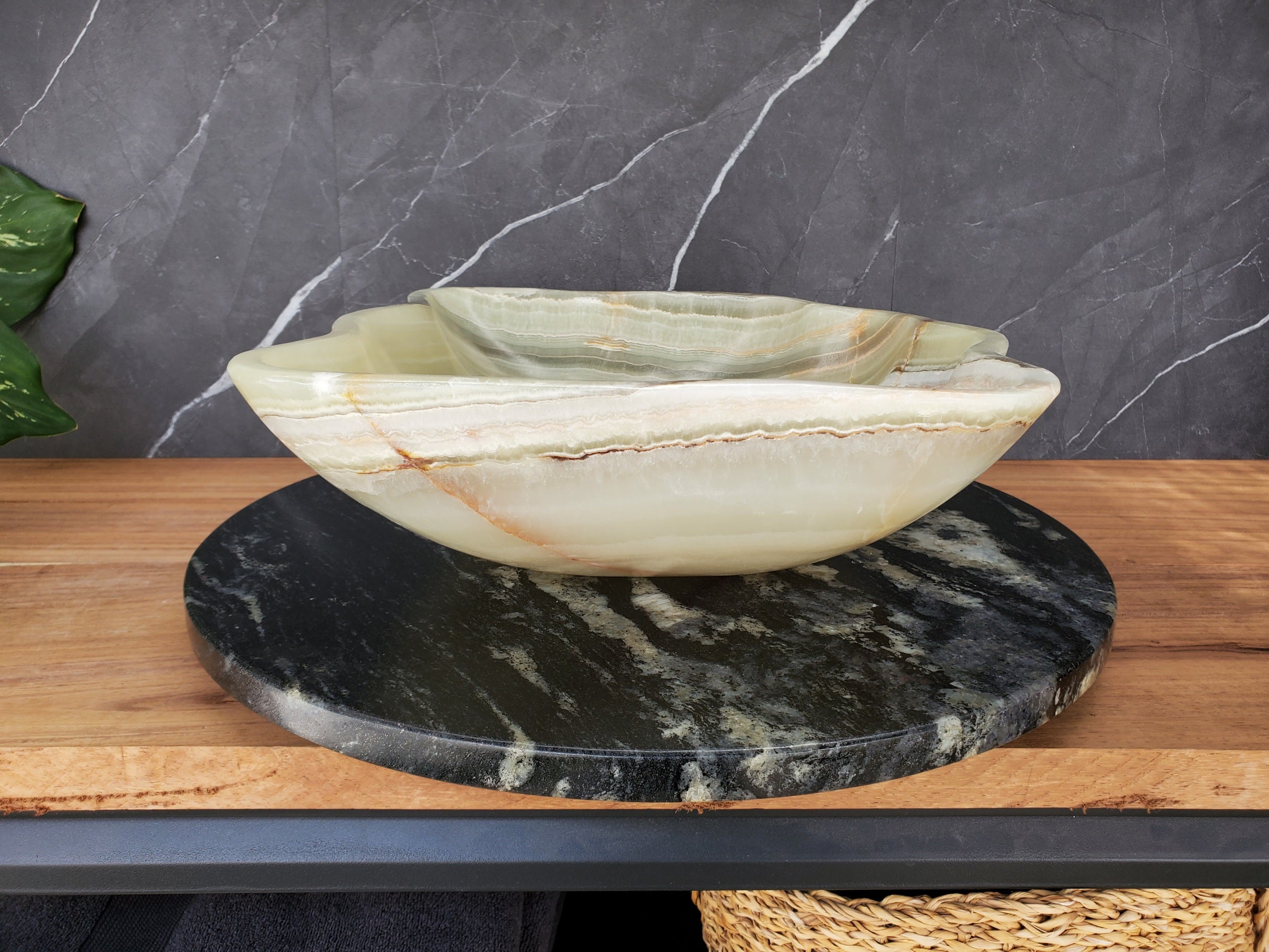 S34_14 Green Onyx Bathroom Vessel Sink -16.7 x 14.5 inch