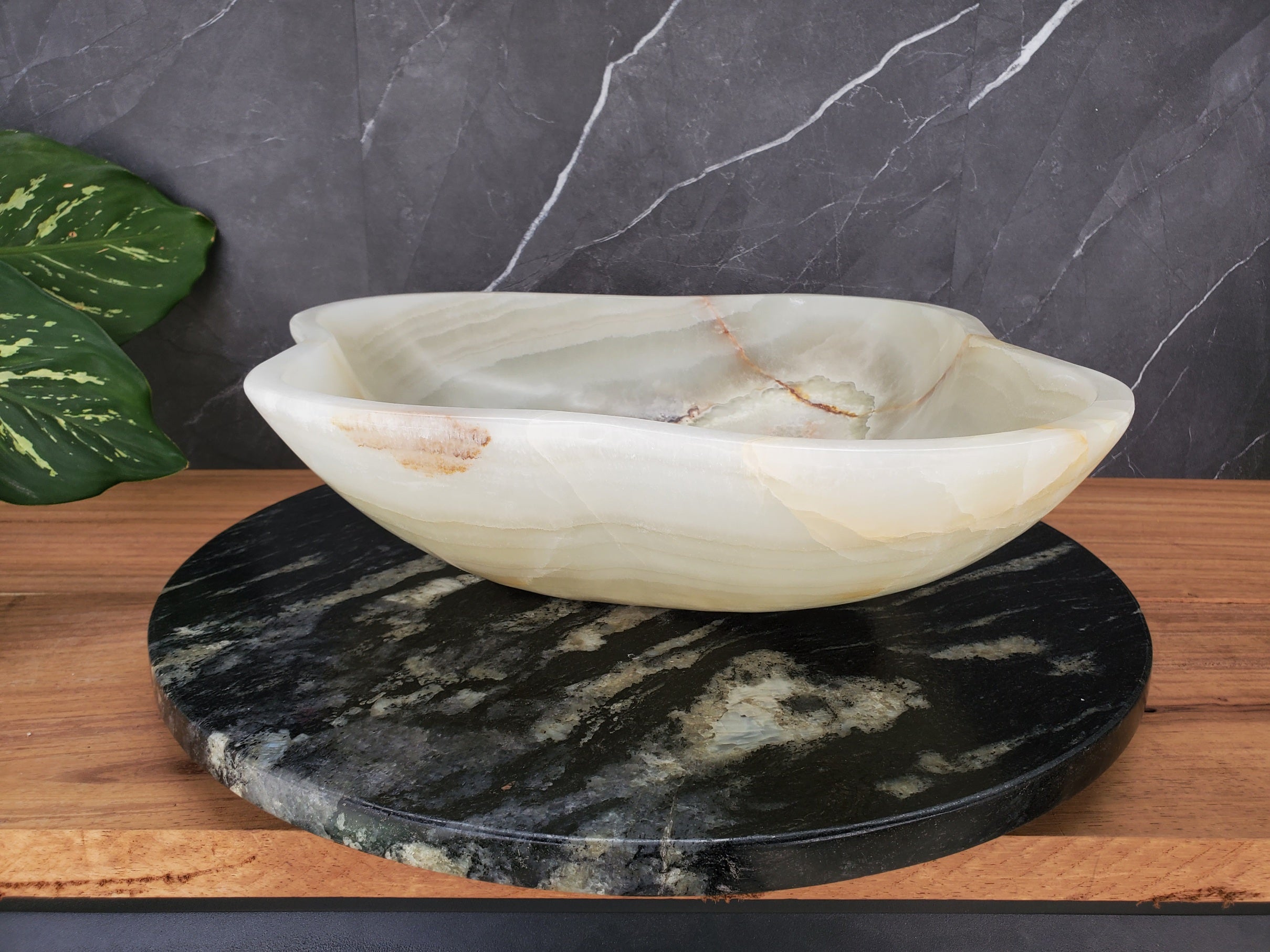S34_23 Light Onyx Stone Vessel Sink - 19 x 17 inch