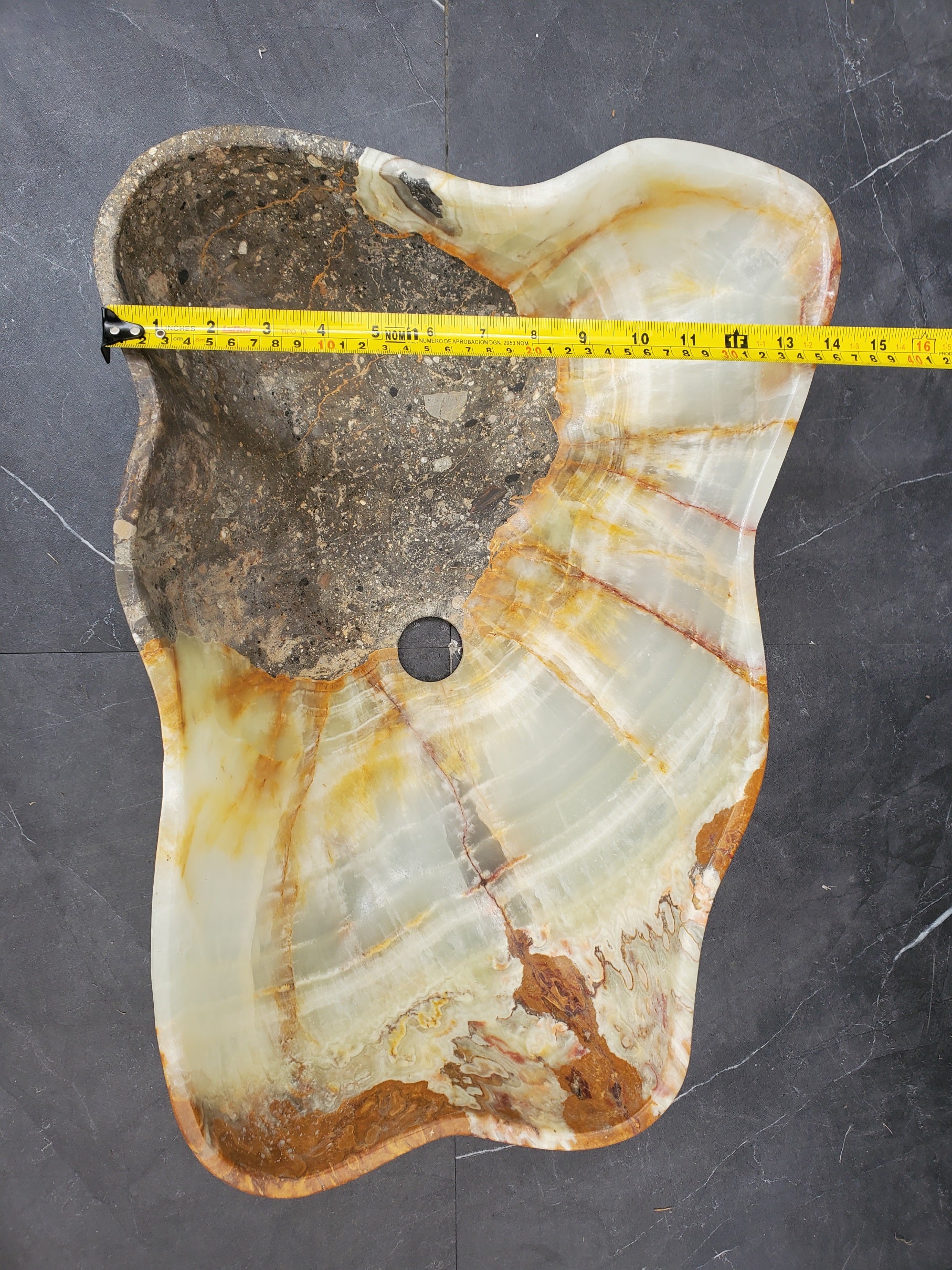 S33_38 Green Onyx Bathroom Vessel Sink - 19.5 x 14 inch