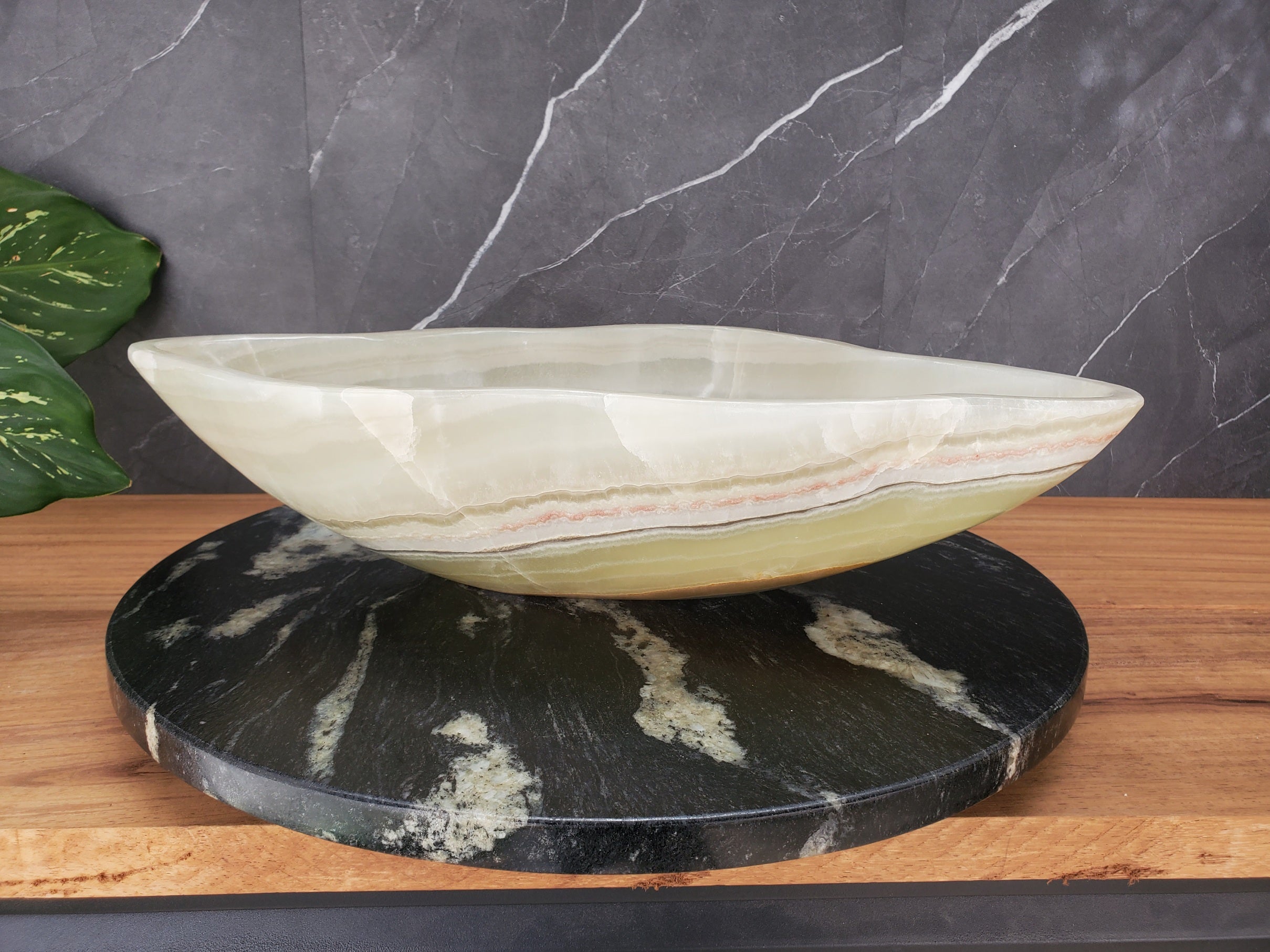 S34_24 Light Green Onyx Stone Vessel Sink - 20 x 13.5 Inch
