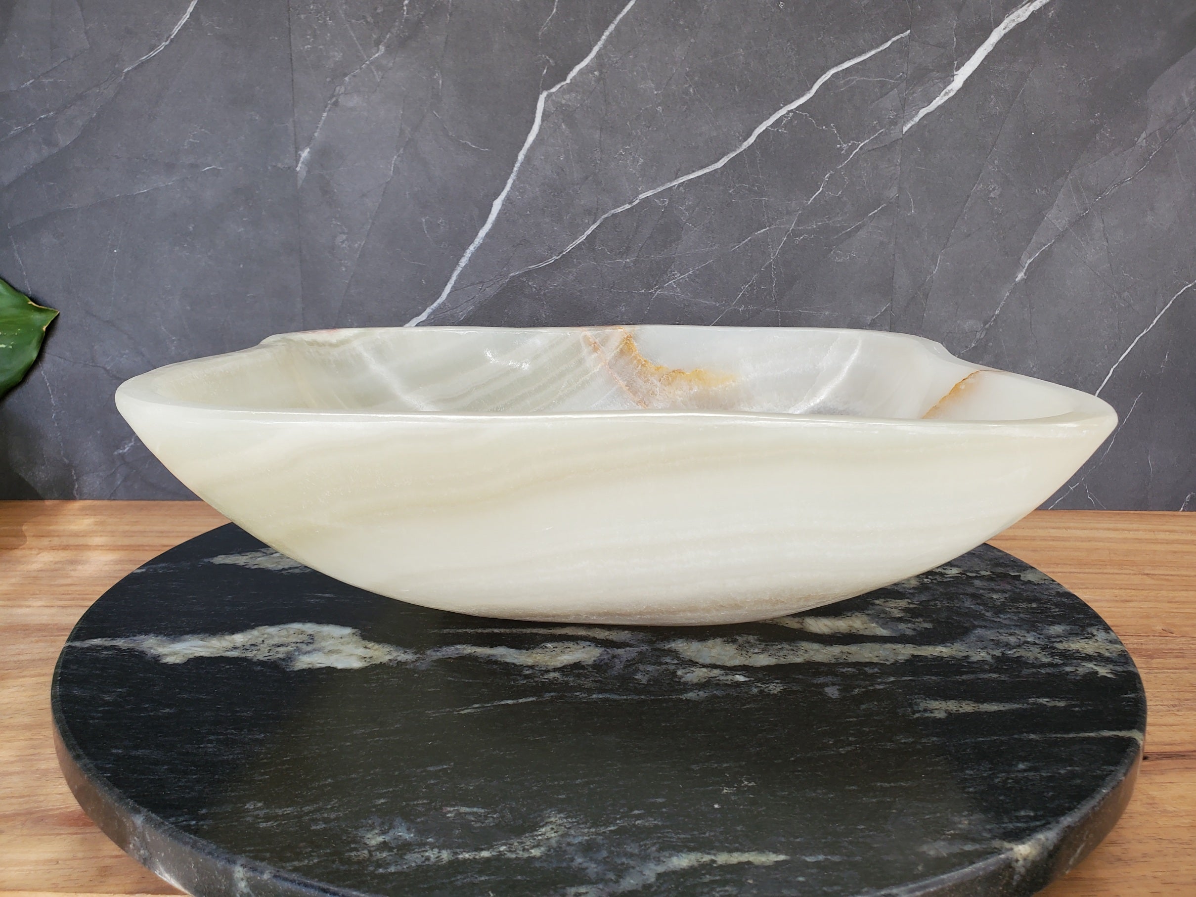 S34_18 Light Green Onyx Bathroom Vessel Sink - 15.2 x 13 inch