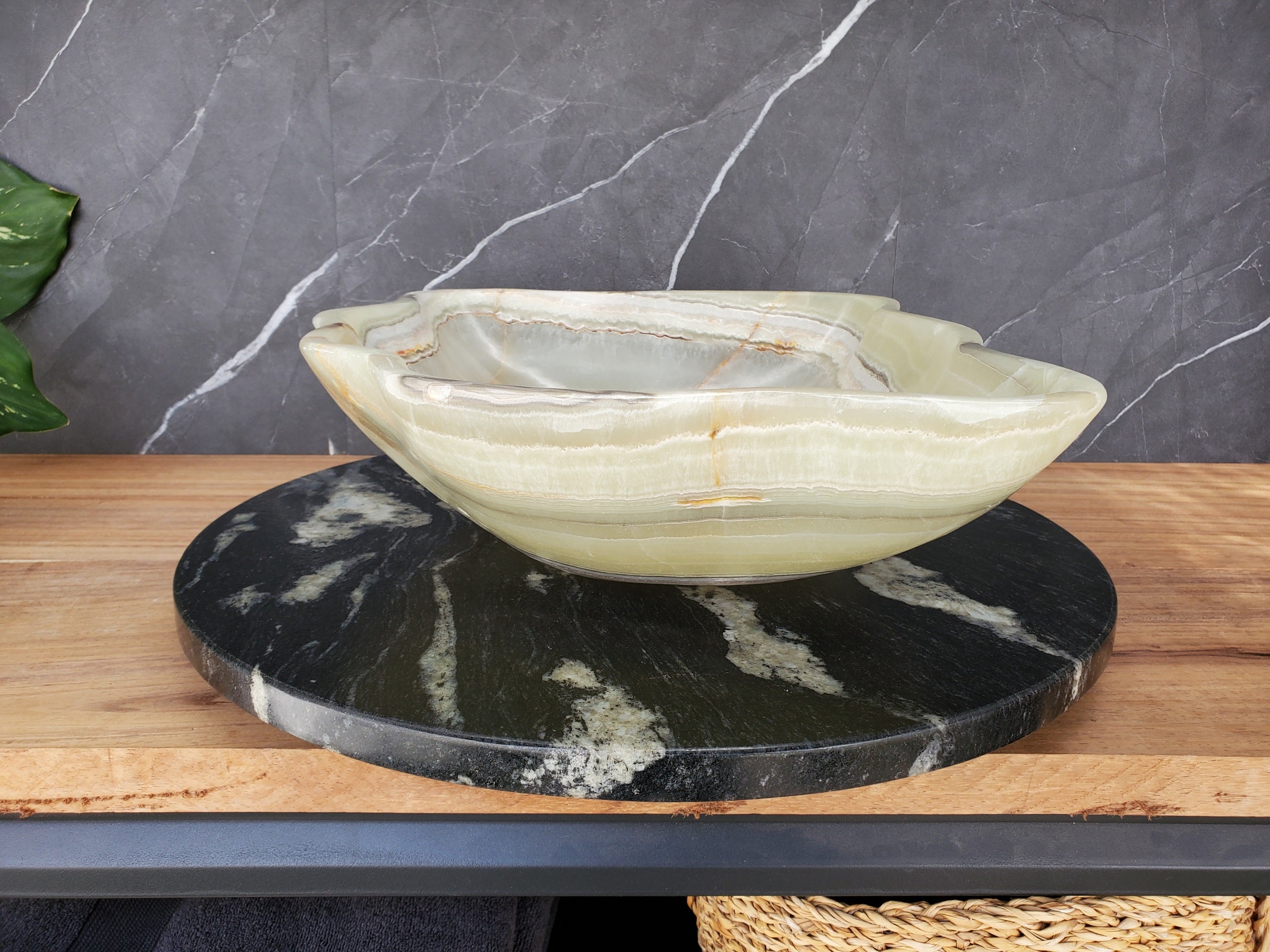 S34_14 Green Onyx Bathroom Vessel Sink -16.7 x 14.5 inch