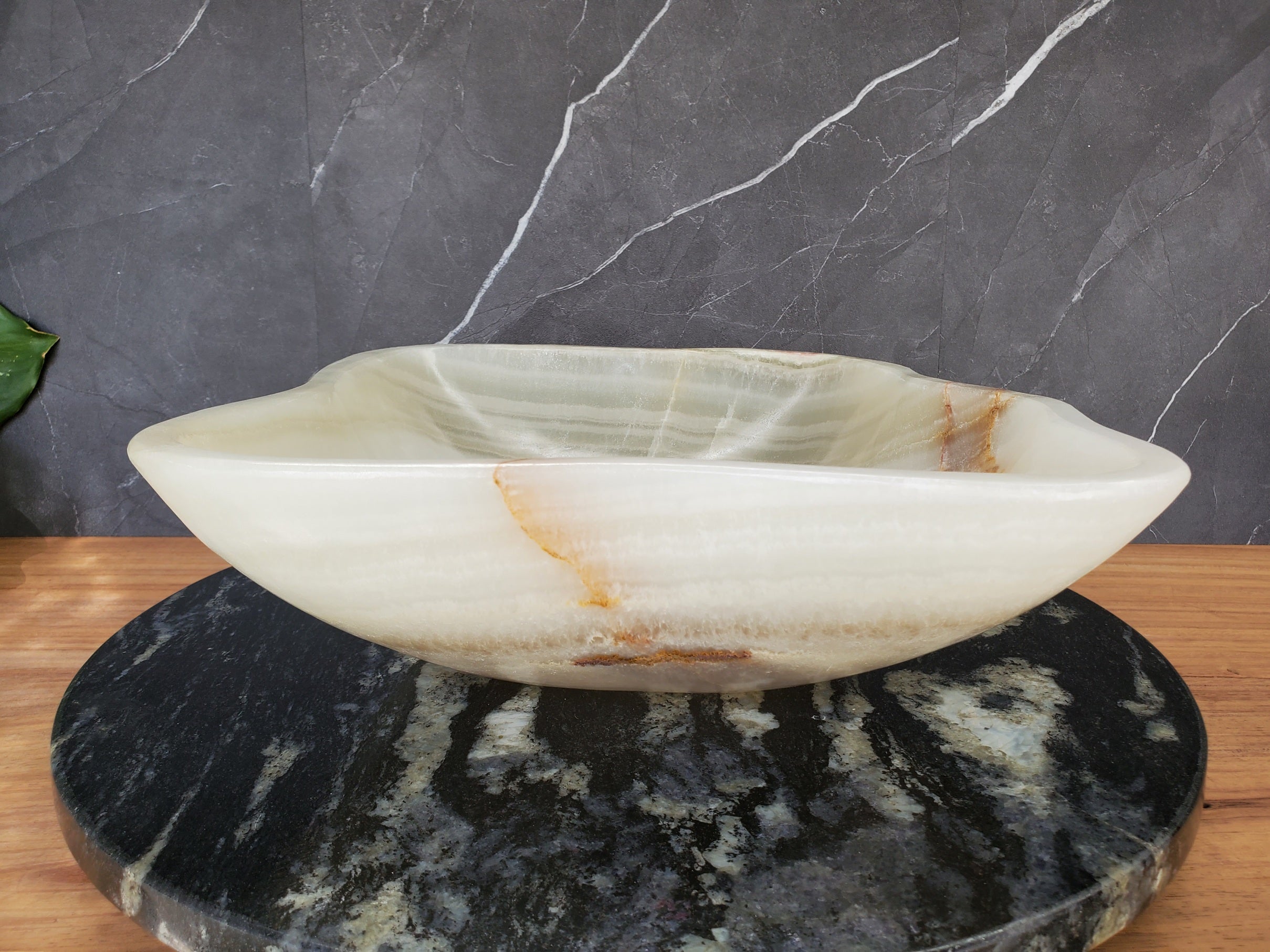 S34_18 Light Green Onyx Bathroom Vessel Sink - 15.2 x 13 inch