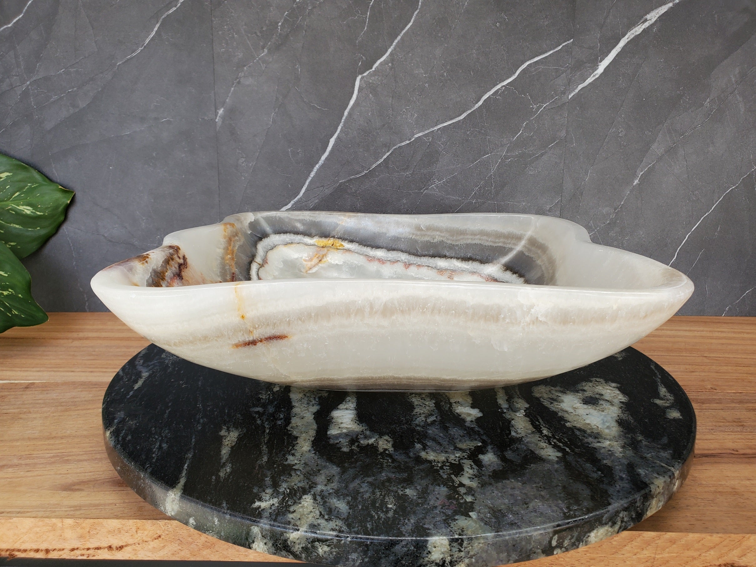 S34_16 Onyx Stone Vessel Bathroom Sink - 15.3 x 14 inch